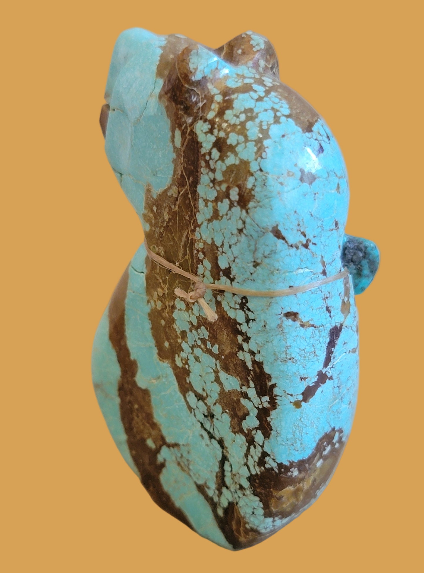 Magical Turquoise Standing Bear w/ Turquoise and Crystal Necklace Zuni Fetish