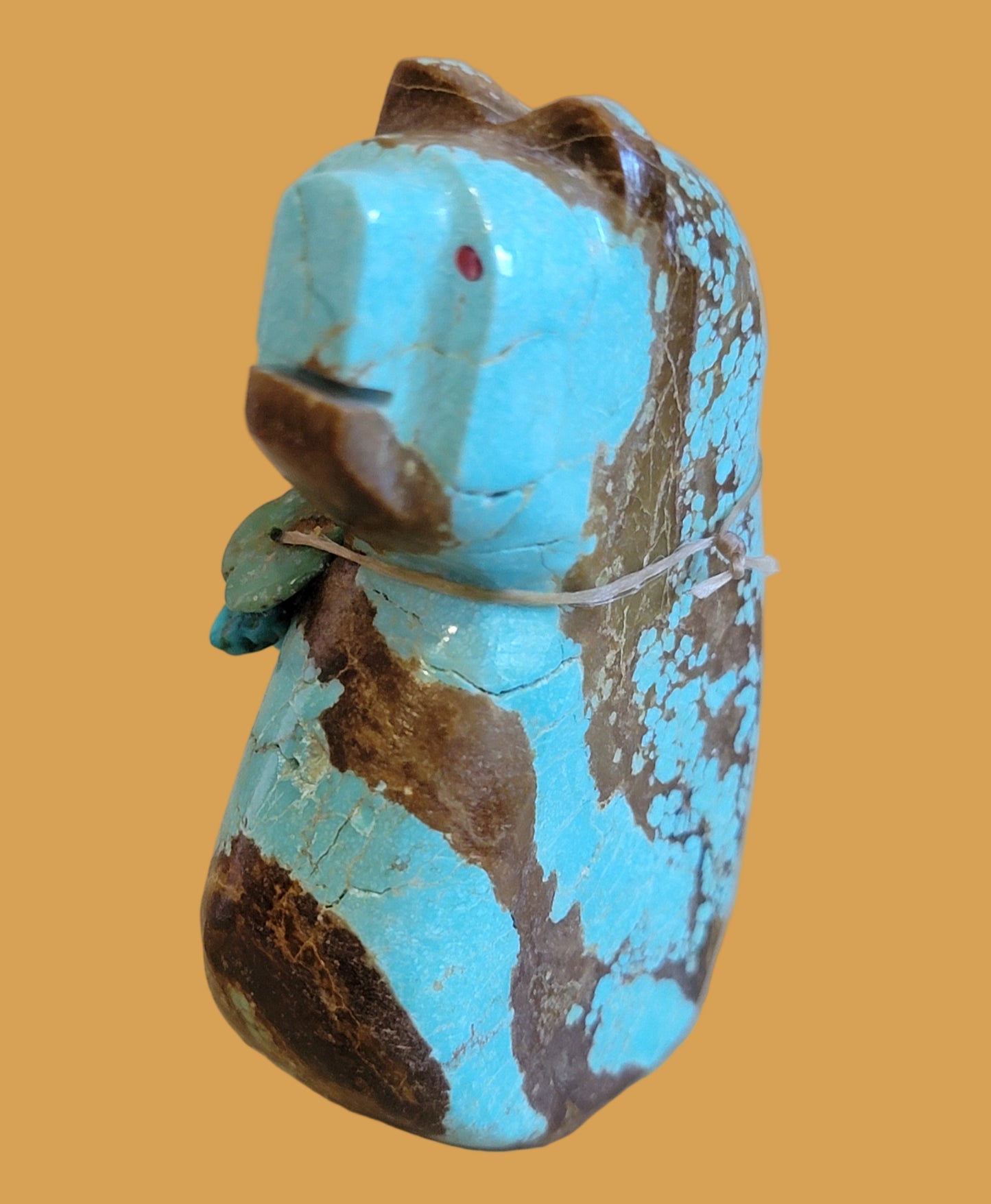 Magical Turquoise Standing Bear w/ Turquoise and Crystal Necklace Zuni Fetish