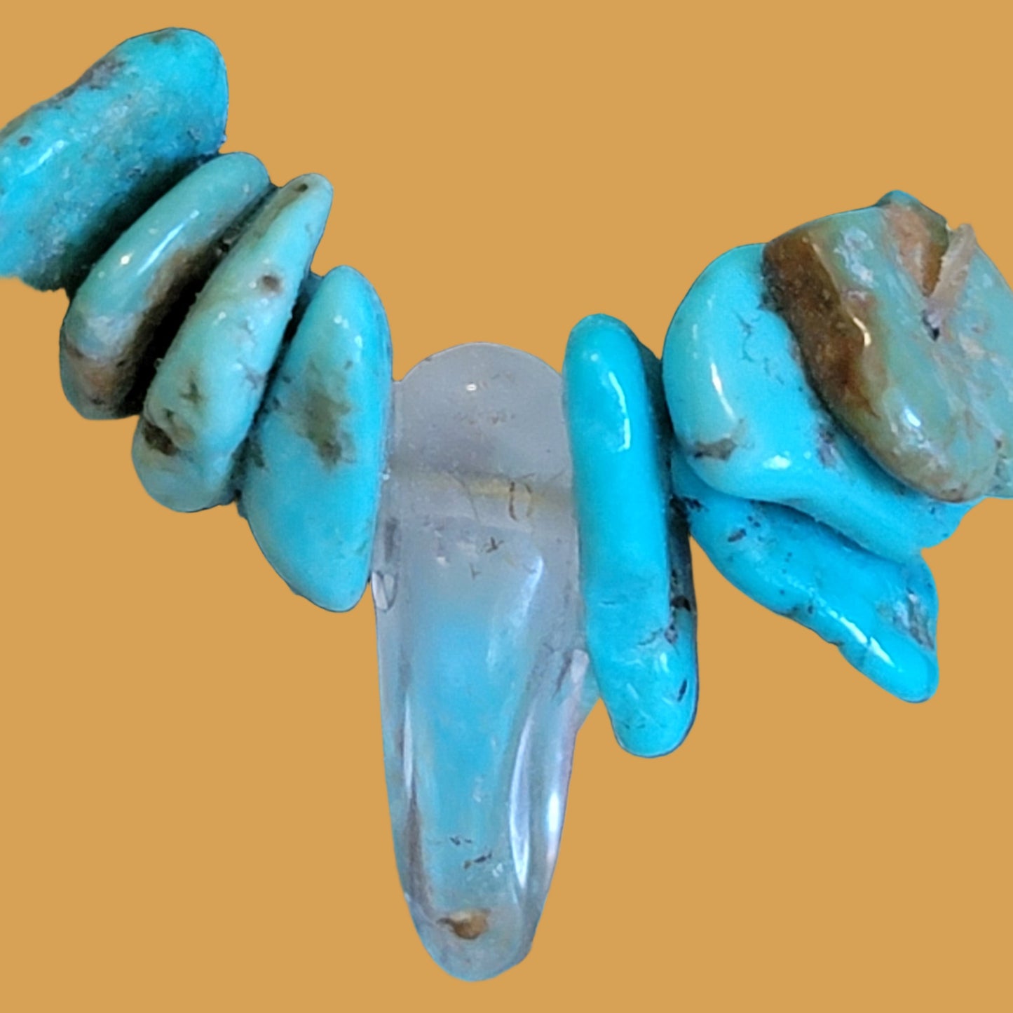 Magical Turquoise Standing Bear w/ Turquoise and Crystal Necklace Zuni Fetish
