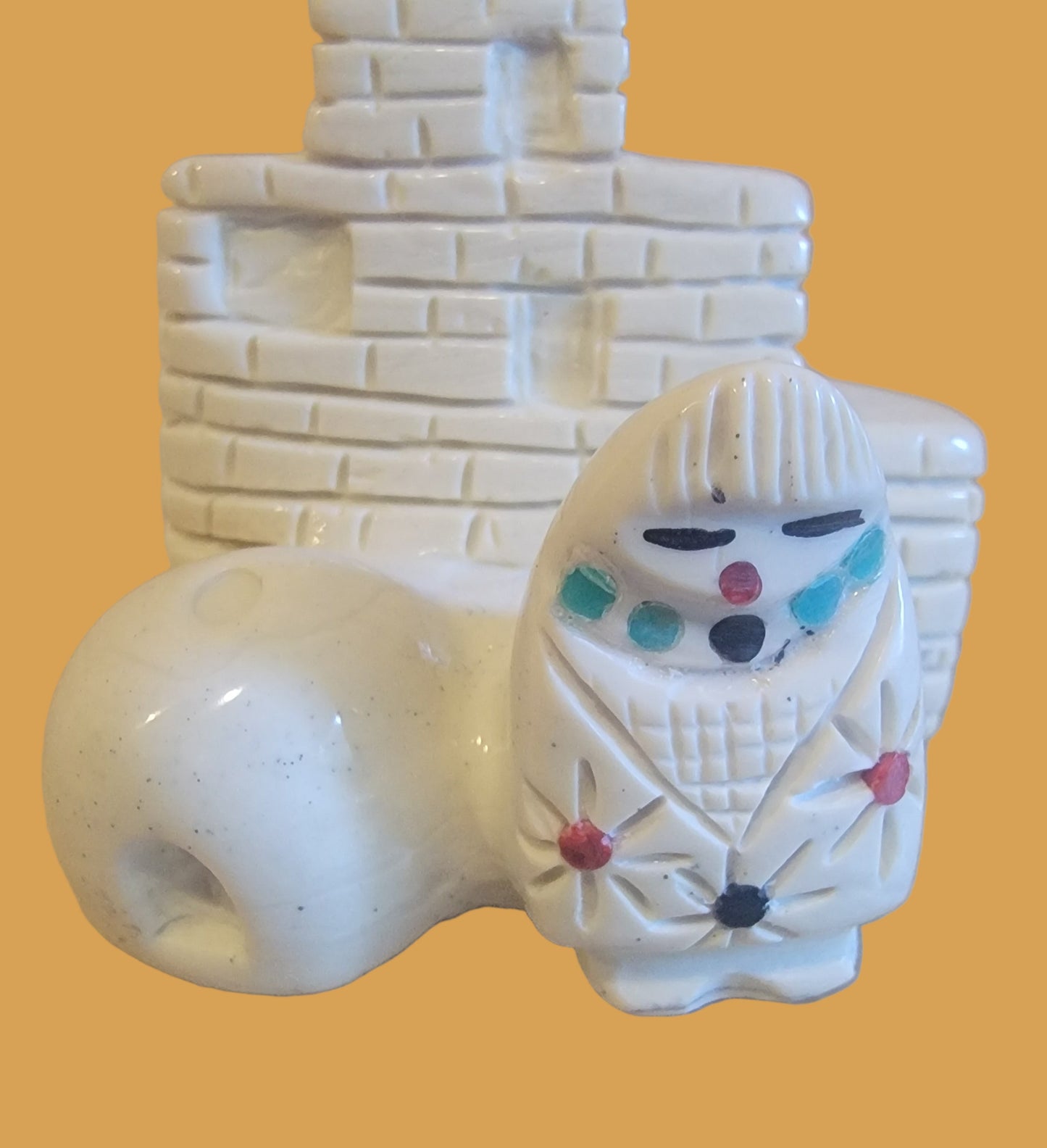 Serpentine Maiden, Horno and Pueblo w/ Surfite Messenger Bird Zuni Fetish