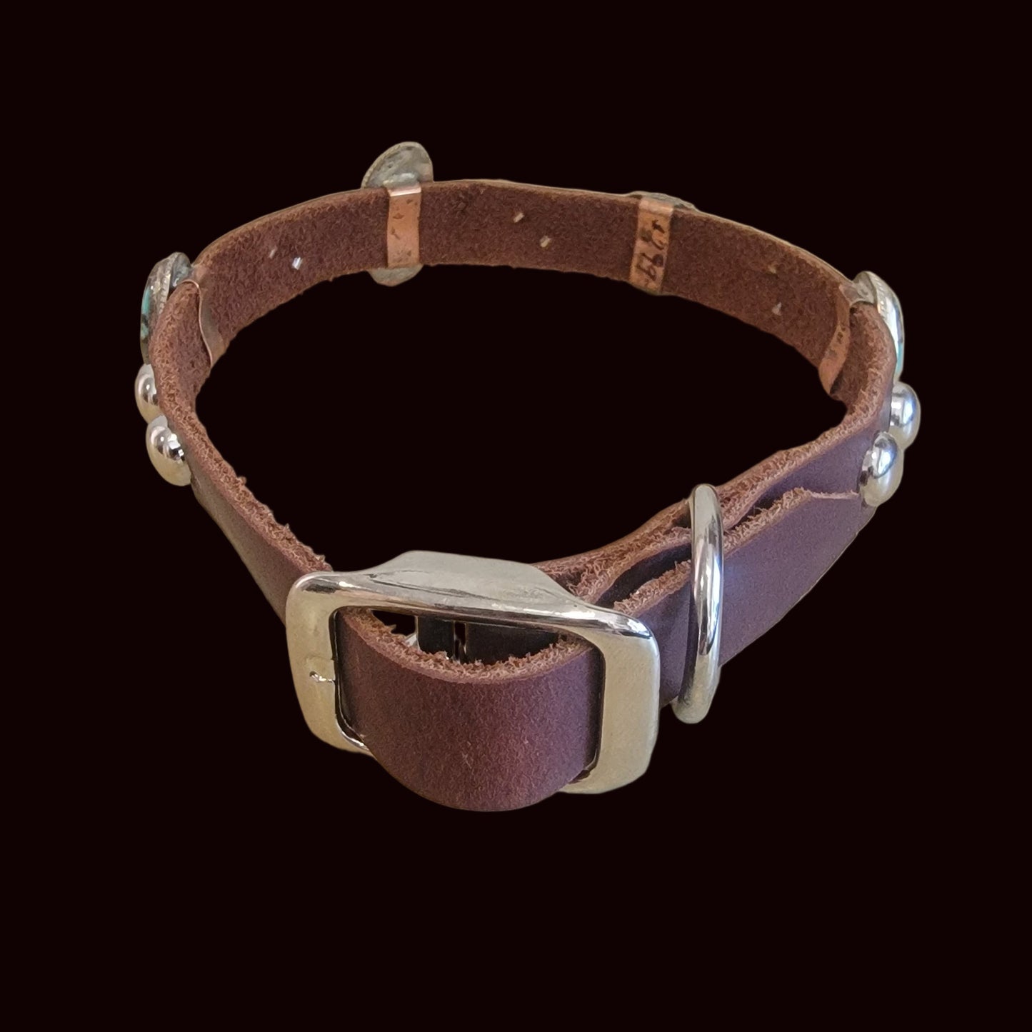 Beautiful Turquoise w/Sterling Leather Dog Collar For the "Dog Who Has Everything!" Indian Jewelry