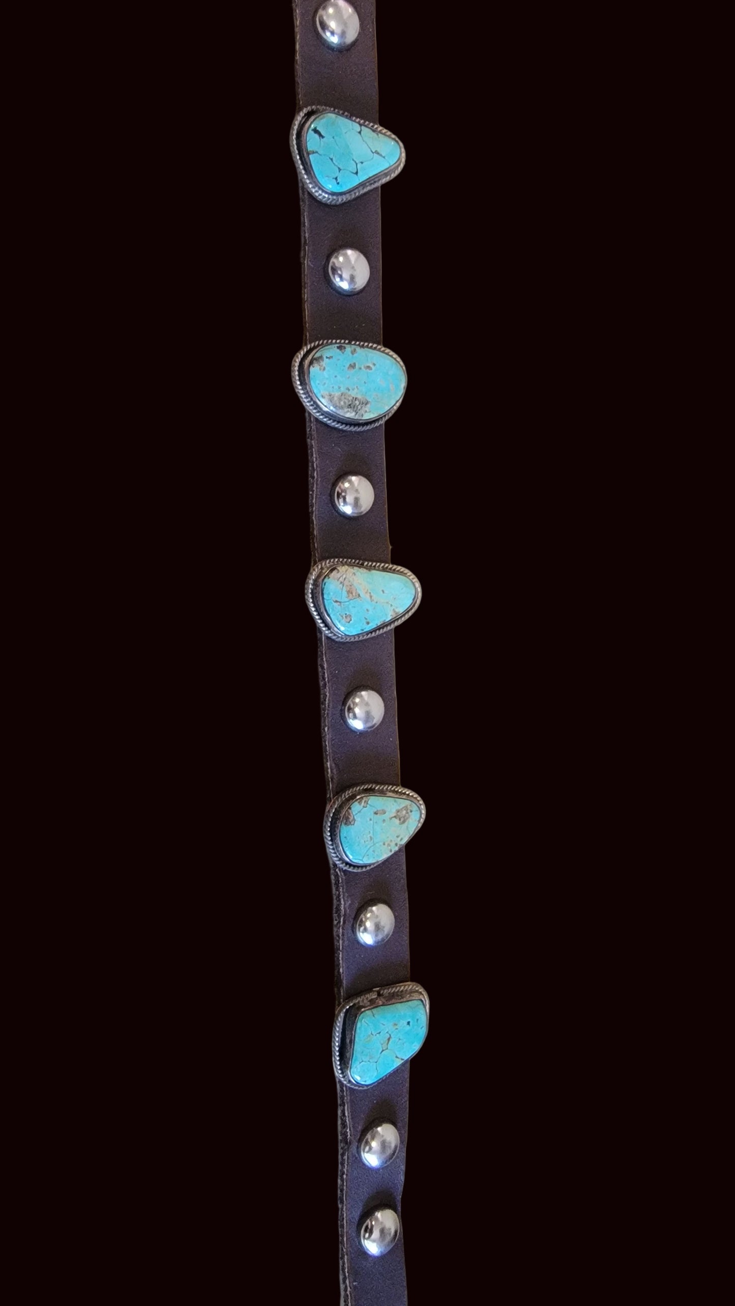 Stylish Sterling, Turquoise and Leather Dog Collar For Your Precious Furbaby / Indian Jewelry
