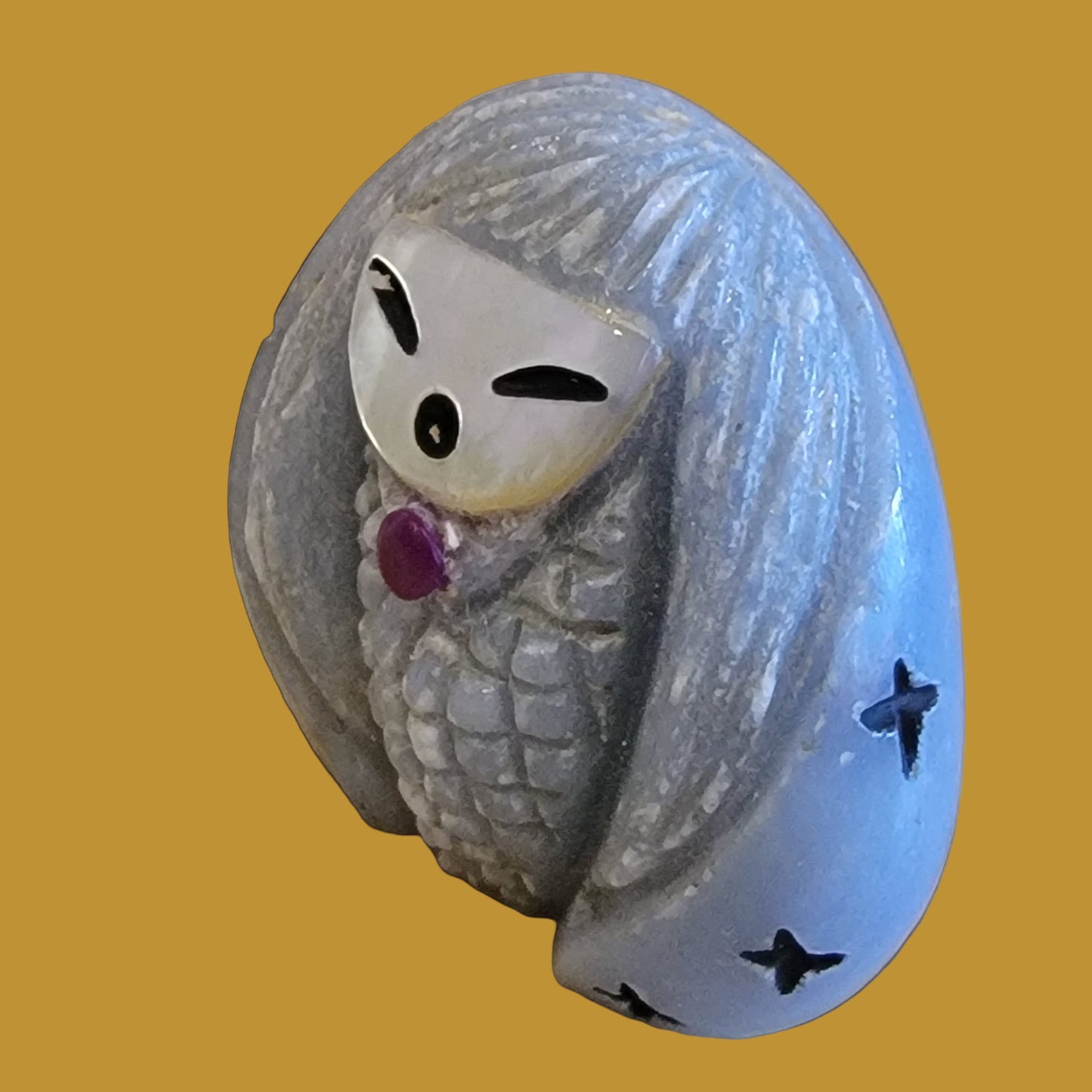 Angelite Corn Maiden w/ M.O.P. Face Zuni Fetish