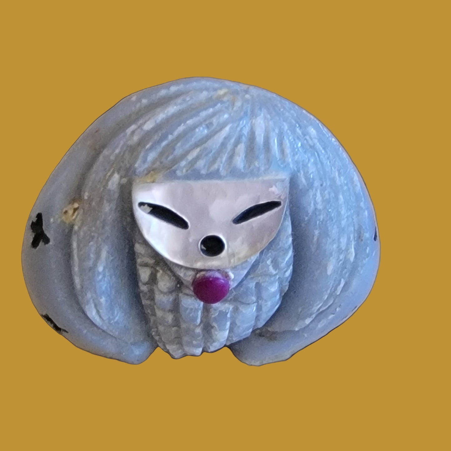 Angelite Corn Maiden w/ M.O.P. Face Zuni Fetish