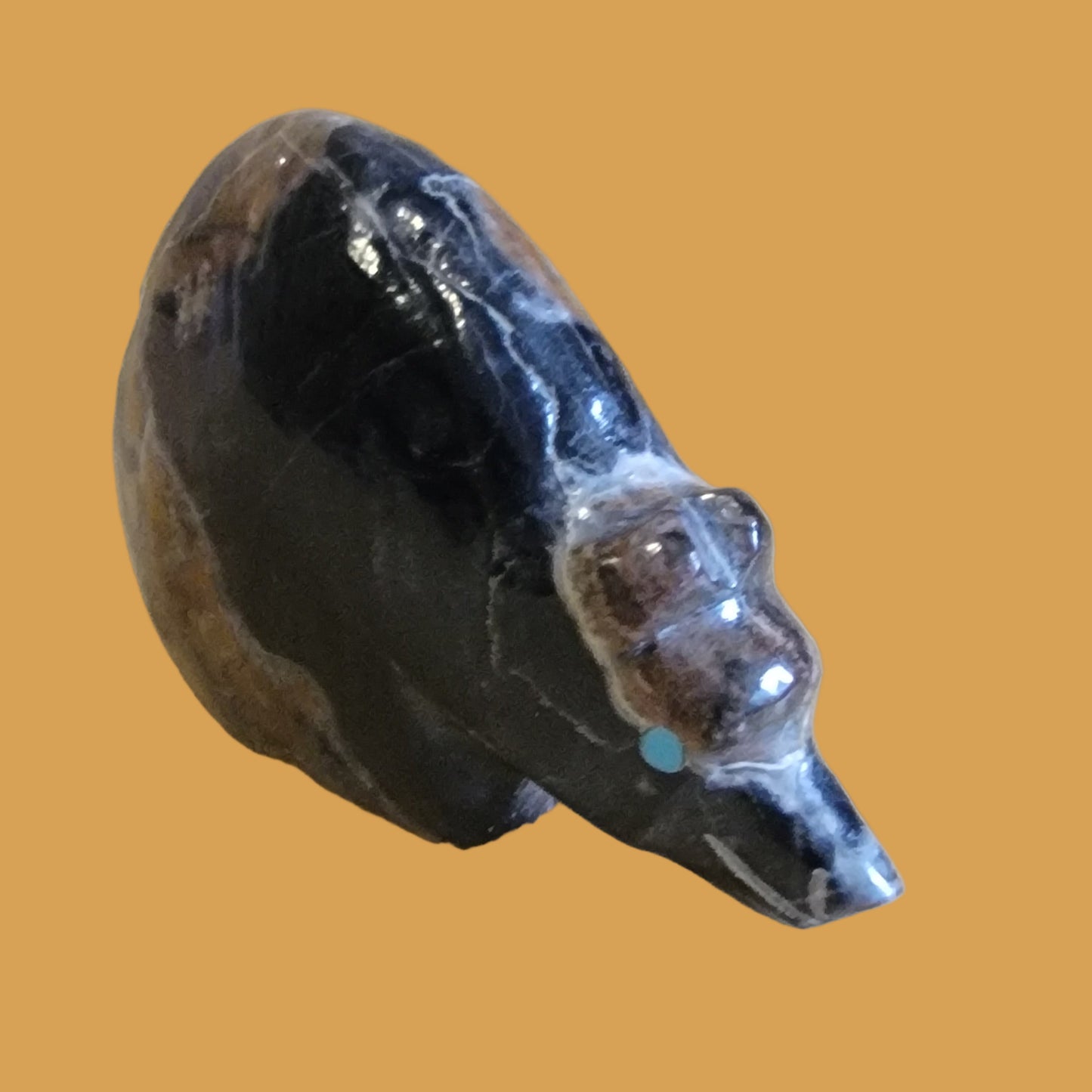 Egyptian Marble Bear w/Fancy Zuni Sun Zuni Fetish
