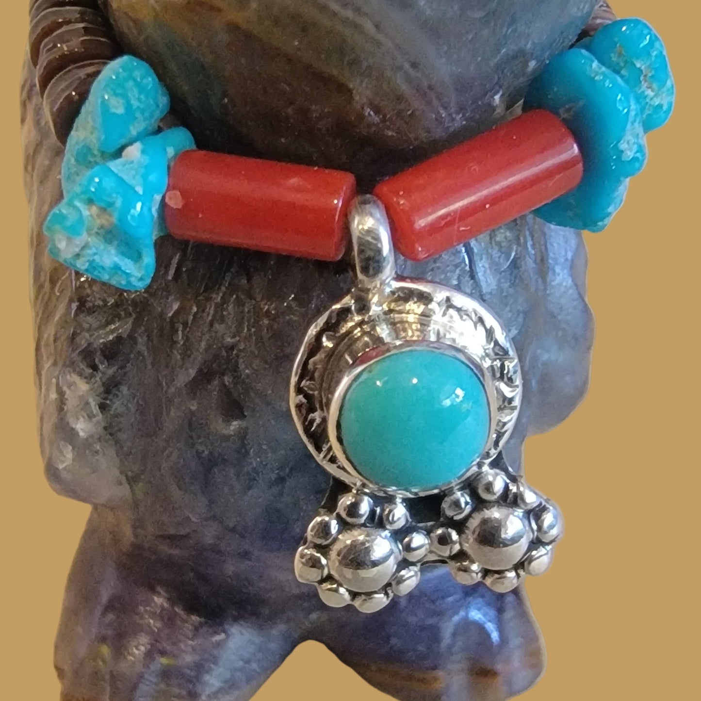 Bright Eyed Hoot Owl w/Fancy Jewelry Zuni Fetish