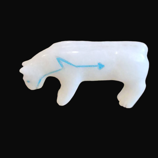 White Marble Mountain Lion of the North Zuni Fetish