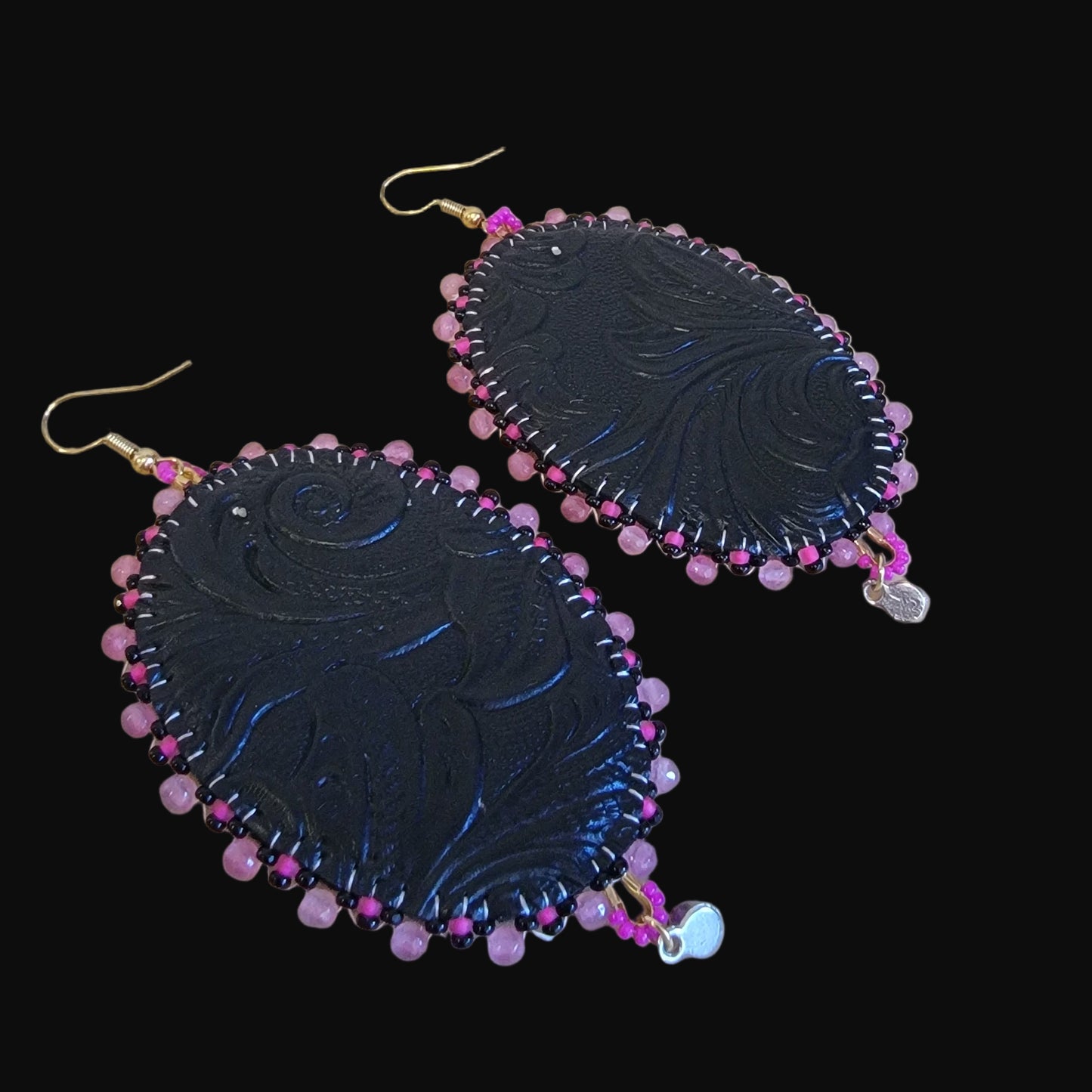 Shimmering Faceted Cut Glass Beaded Floral Navajo Earrings Indian Jewelry
