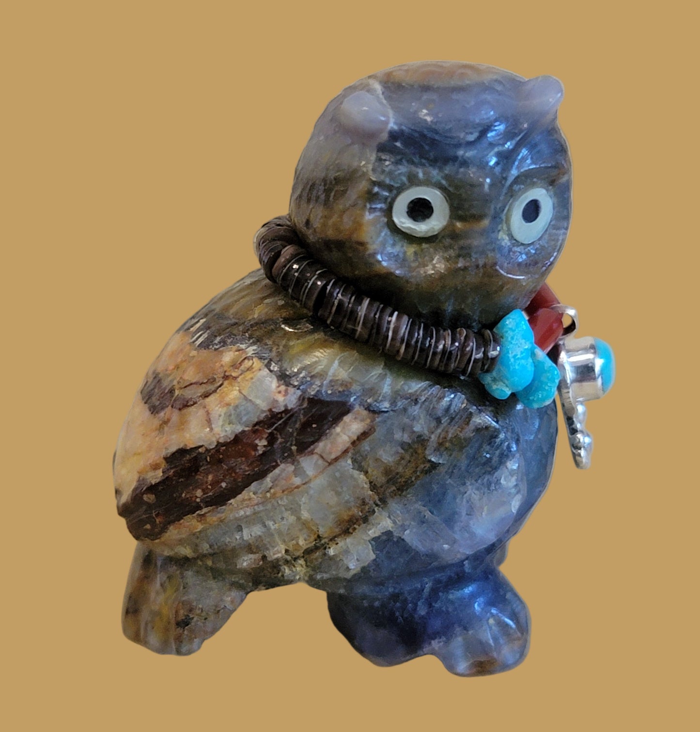 Bright Eyed Hoot Owl w/Fancy Jewelry Zuni Jewelry
