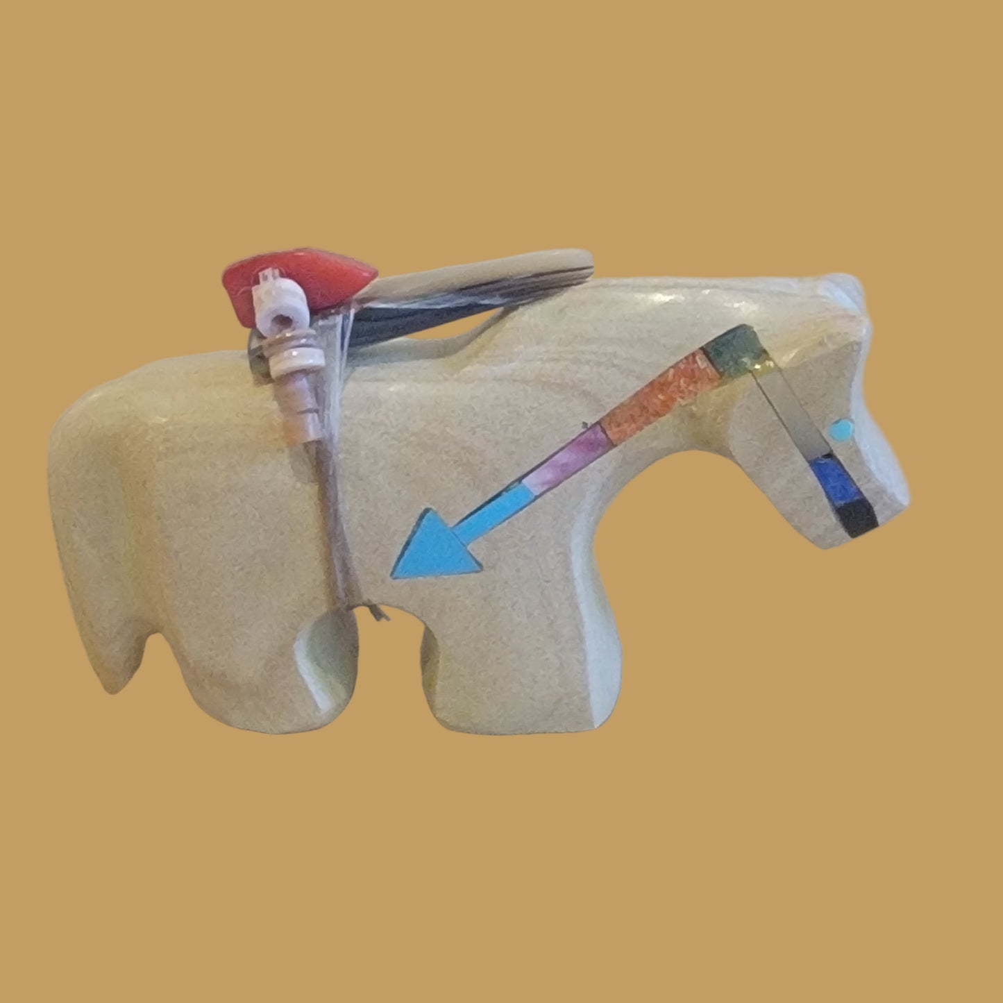 Healing Horse w/Colorful Heartline Zuni Fetish