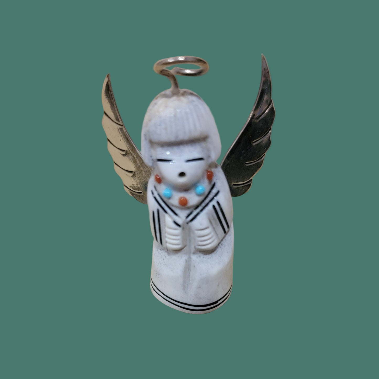 Antler Angel w/Sterling Silver Wings and Halo Zuni Fetish