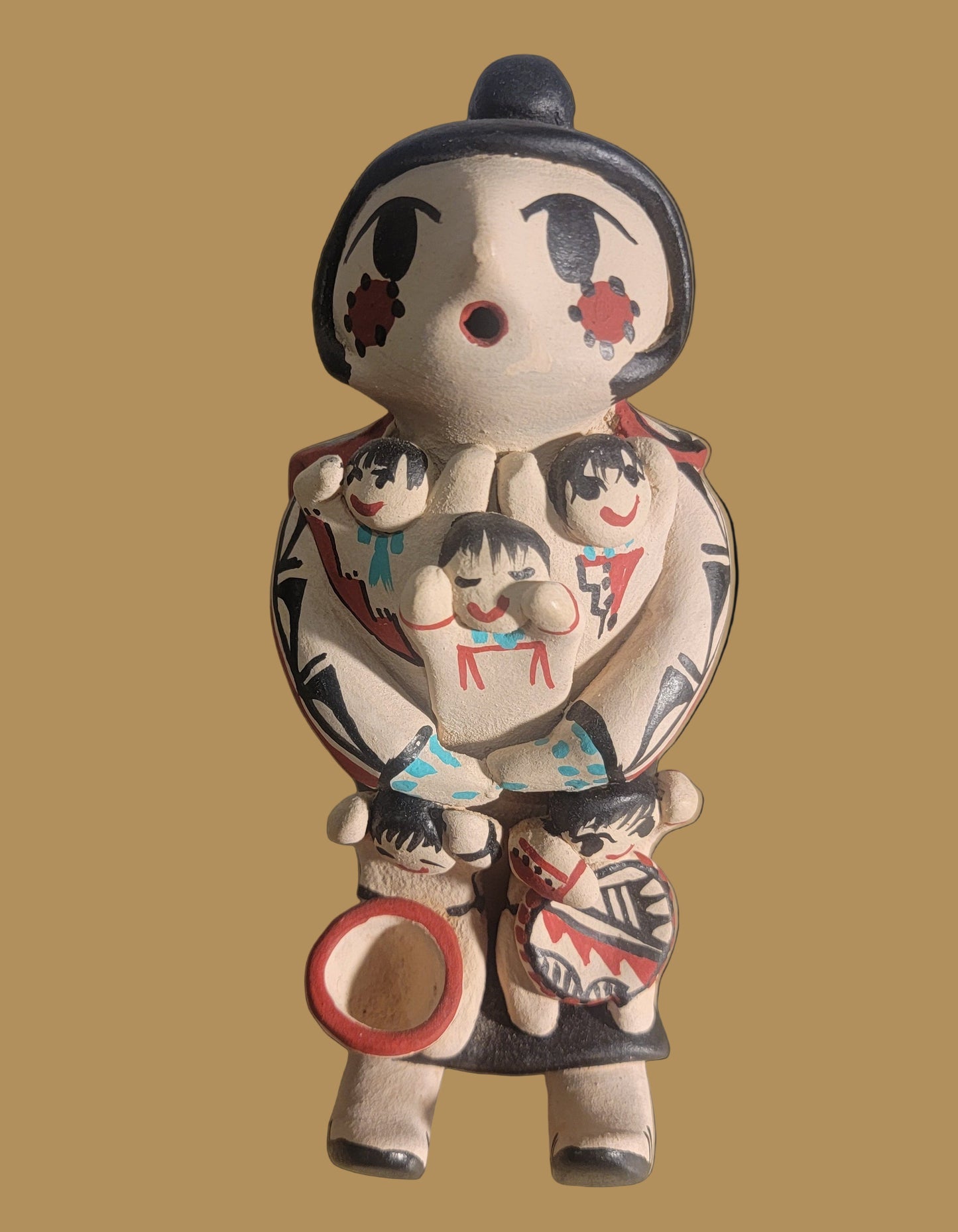 Jemez Pueblo Pottery Storyteller with 5 Children and Pottery Bowl and Dish