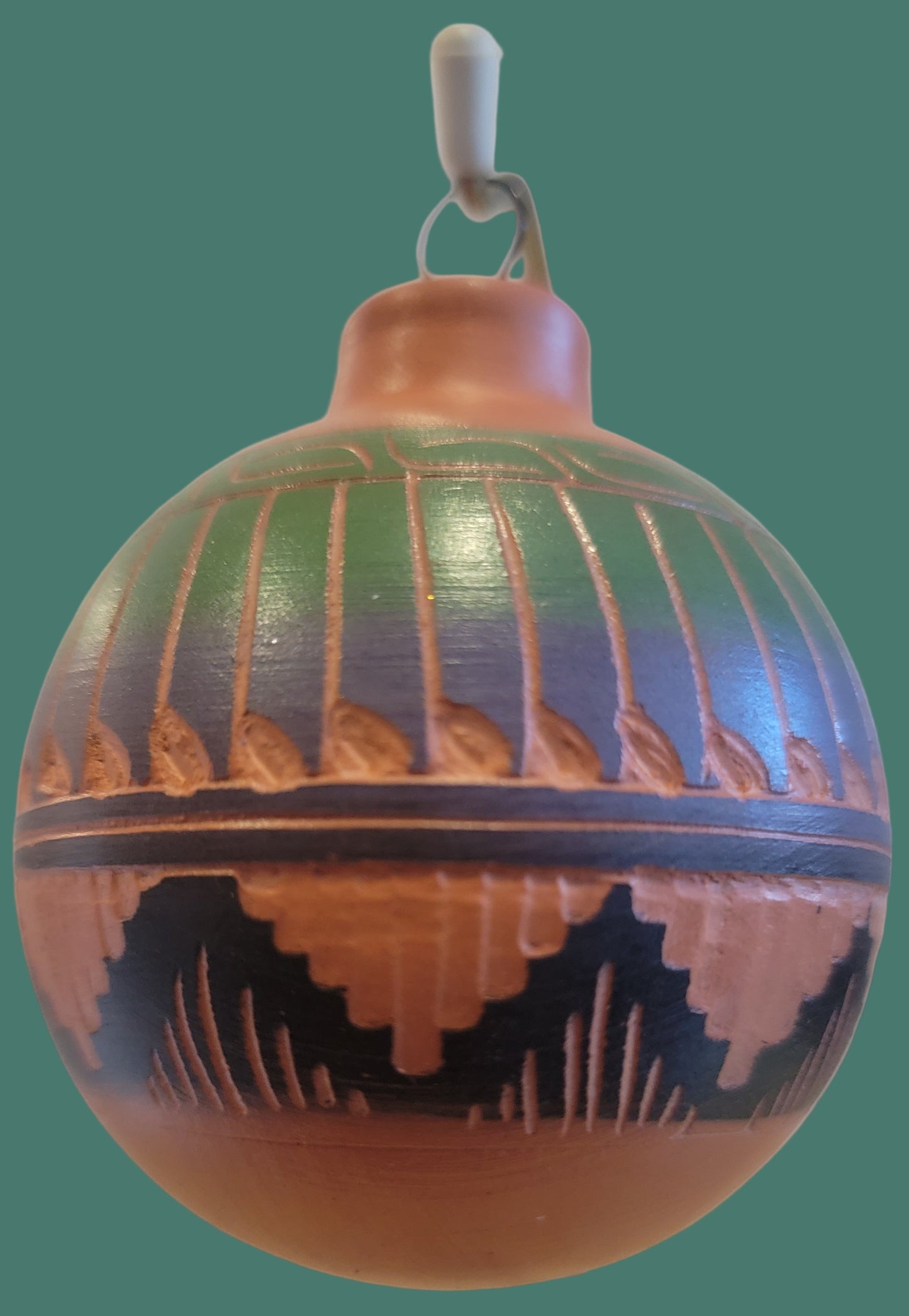 Navajo Redware Etched Holiday Pottery Ornament