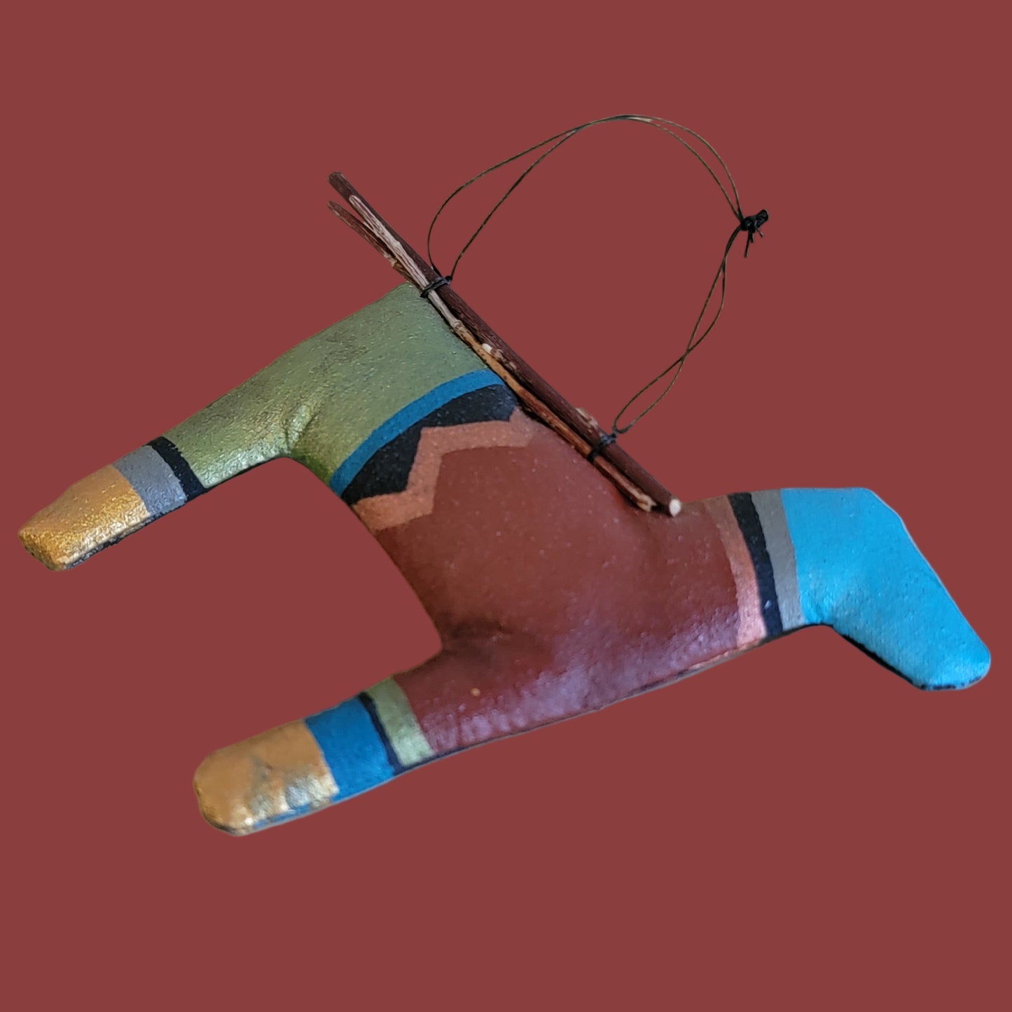 Hand Painted Navajo Leather Horse Holiday Ornament