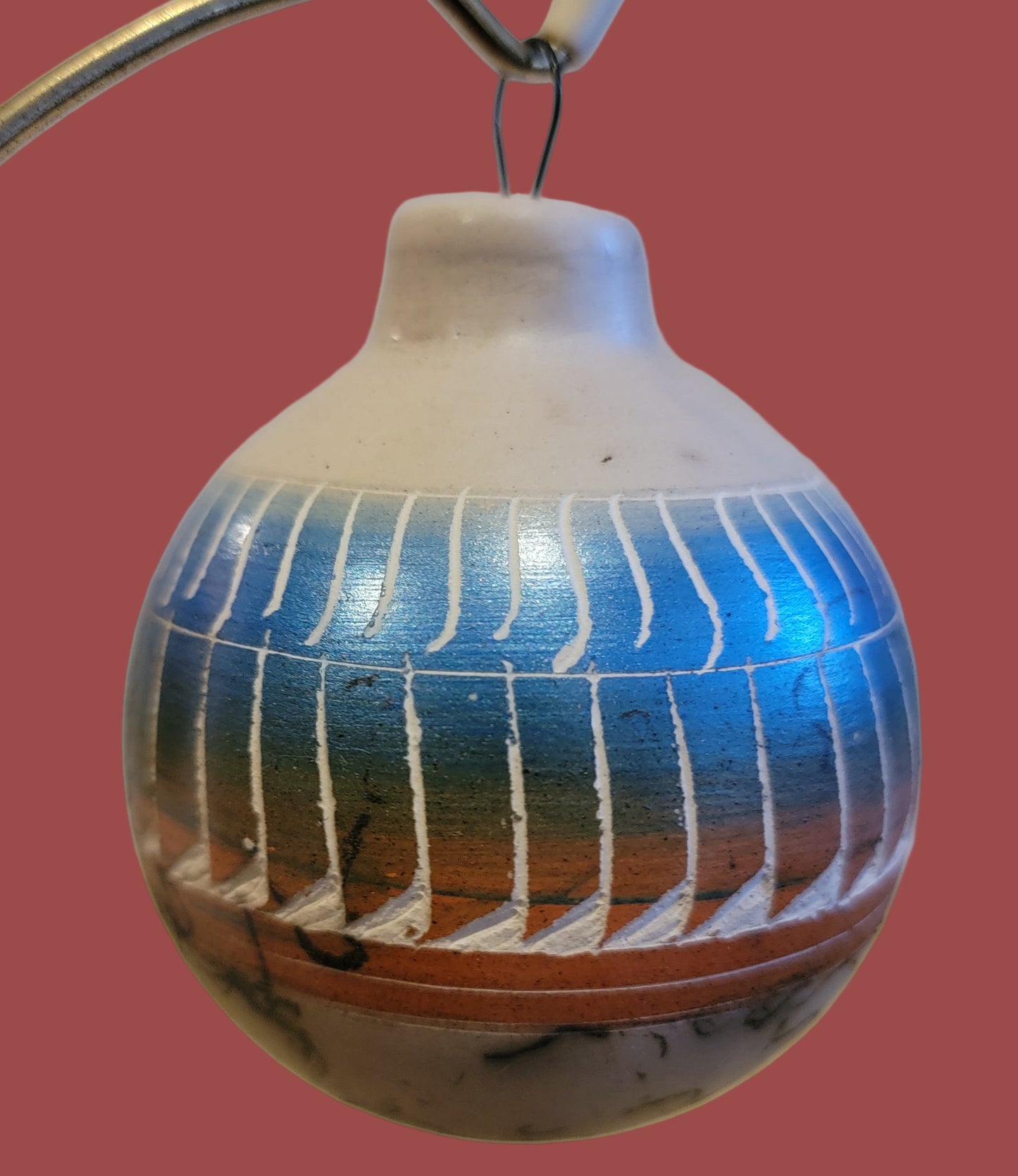 Navajo Etched Horsehair Pottery Holiday Ornament