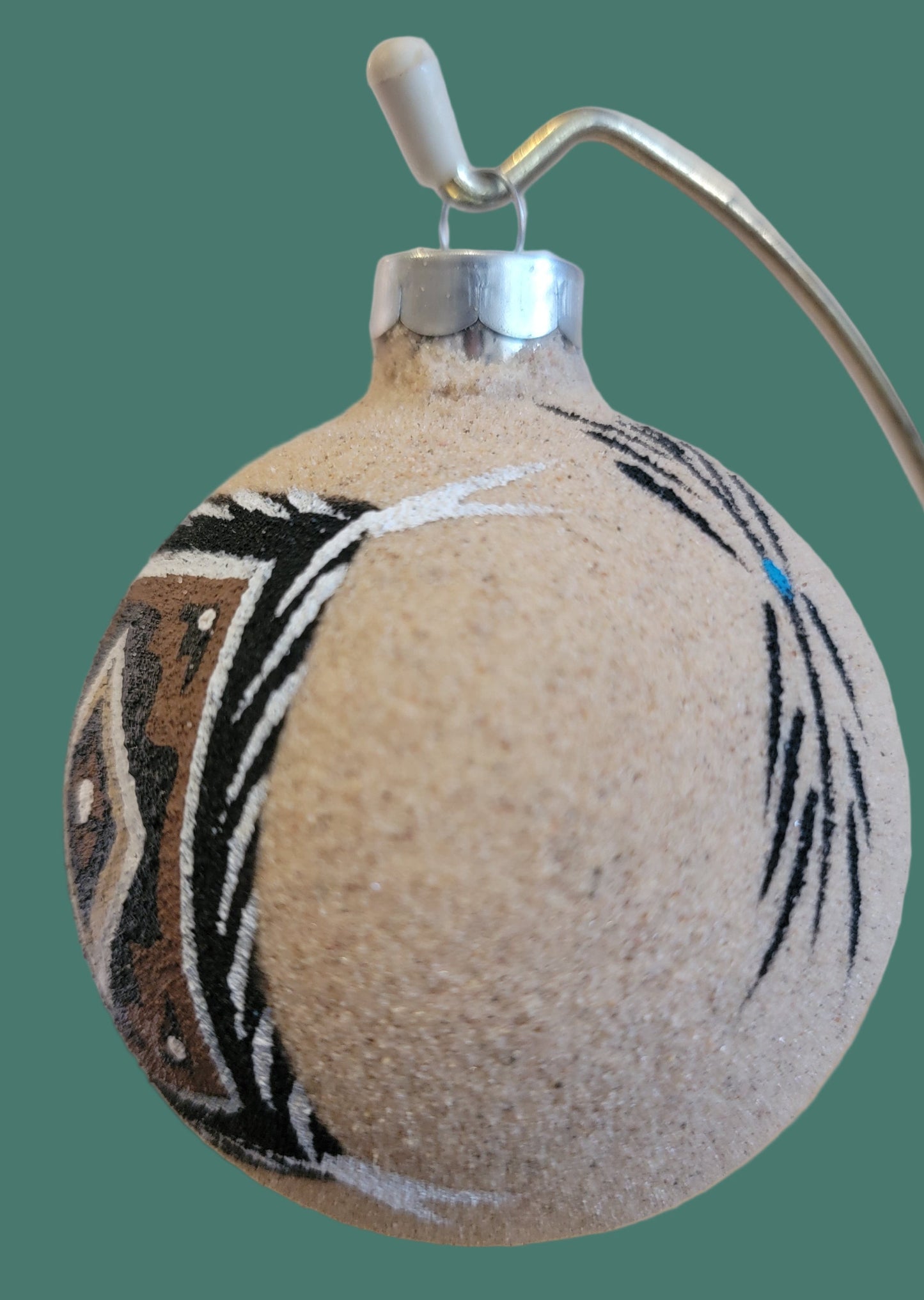 Navajo Sandpainted Holiday Ornanent w/ Navajo Rug Pattern