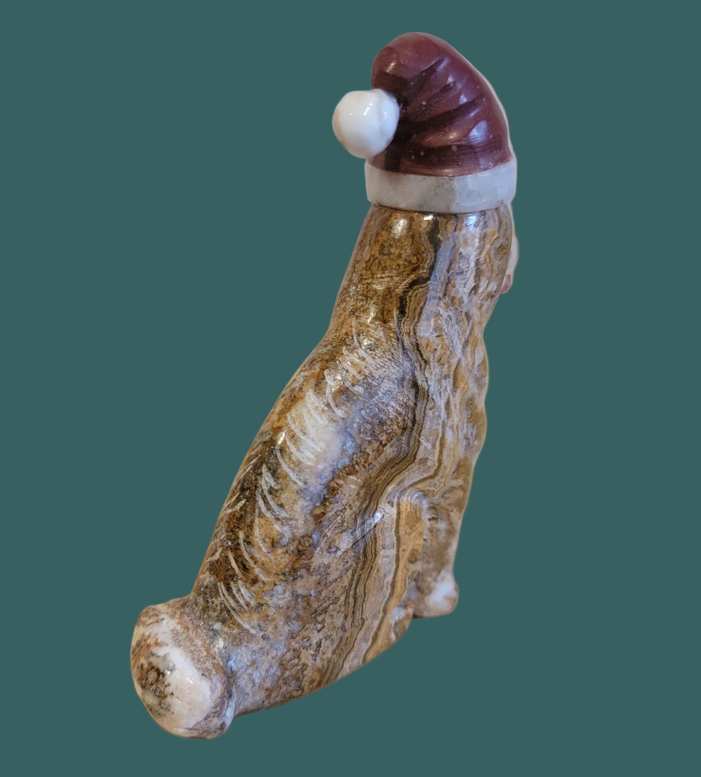 Adorable Onyx Santa Pup/Dog Zuni Fetish