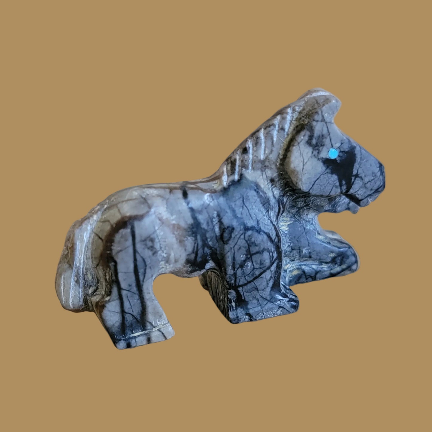 Mare and Colt Horses w/ Handprint Zuni Fetish