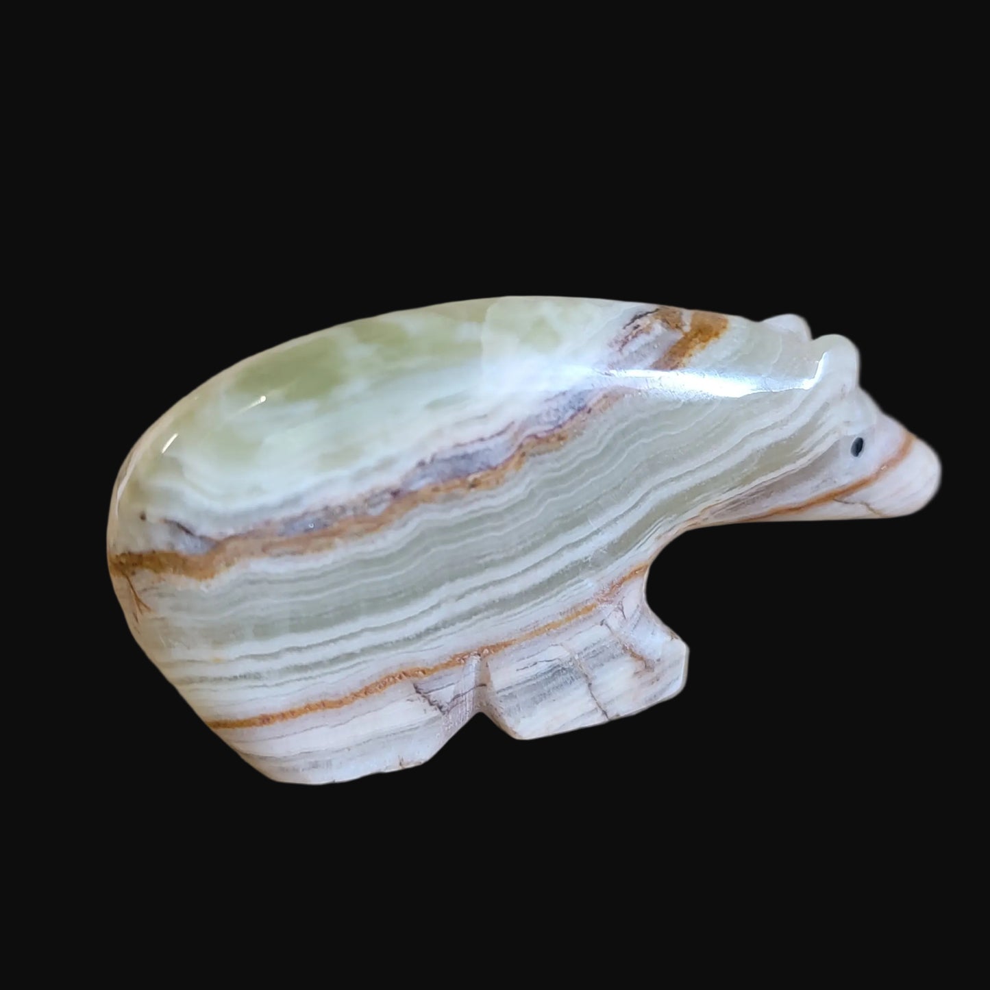 Onyx Bear w/Colorful Heartline Zuni Fetish