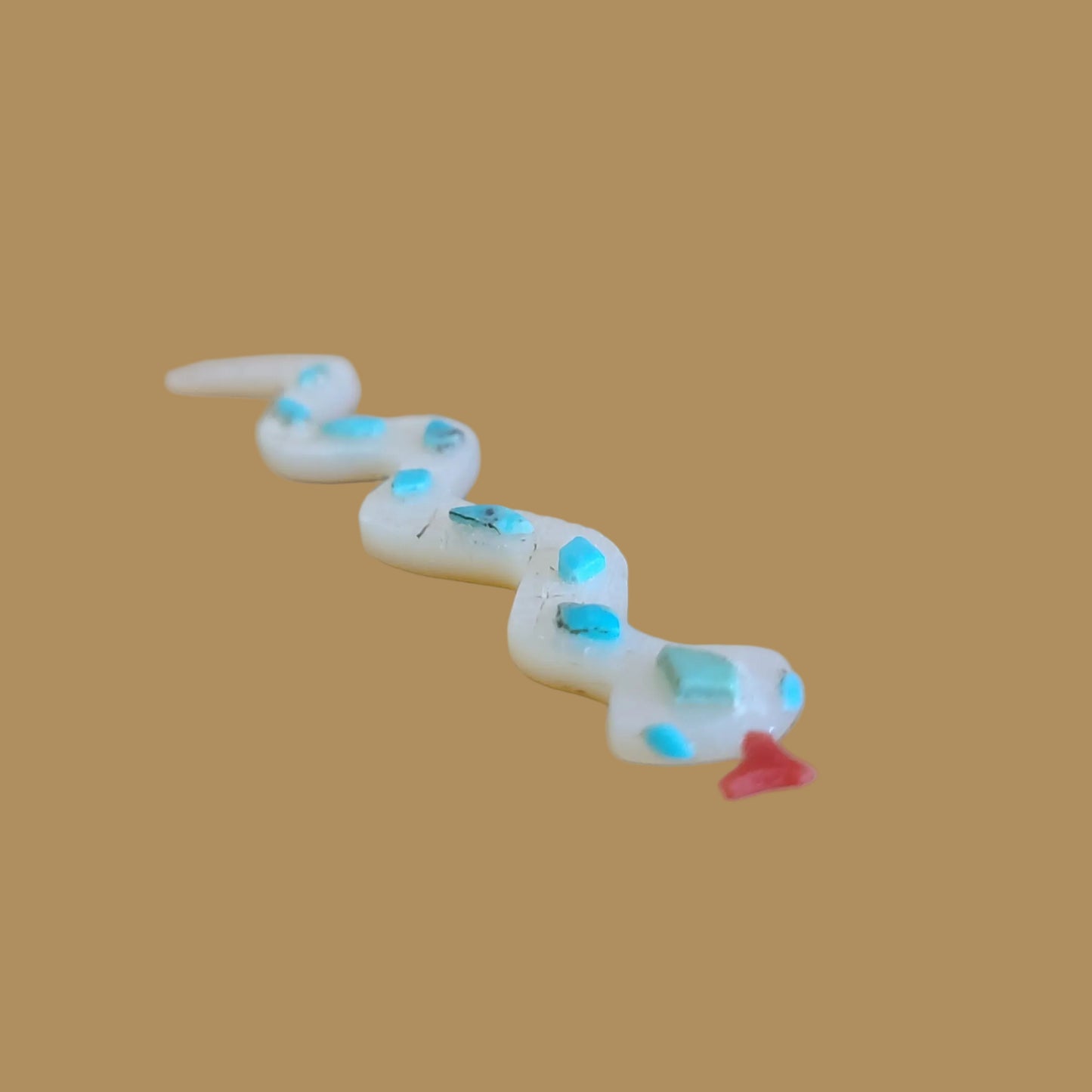 Slithering and Shimmering Mother of Pearl Snake Zuni Fetish