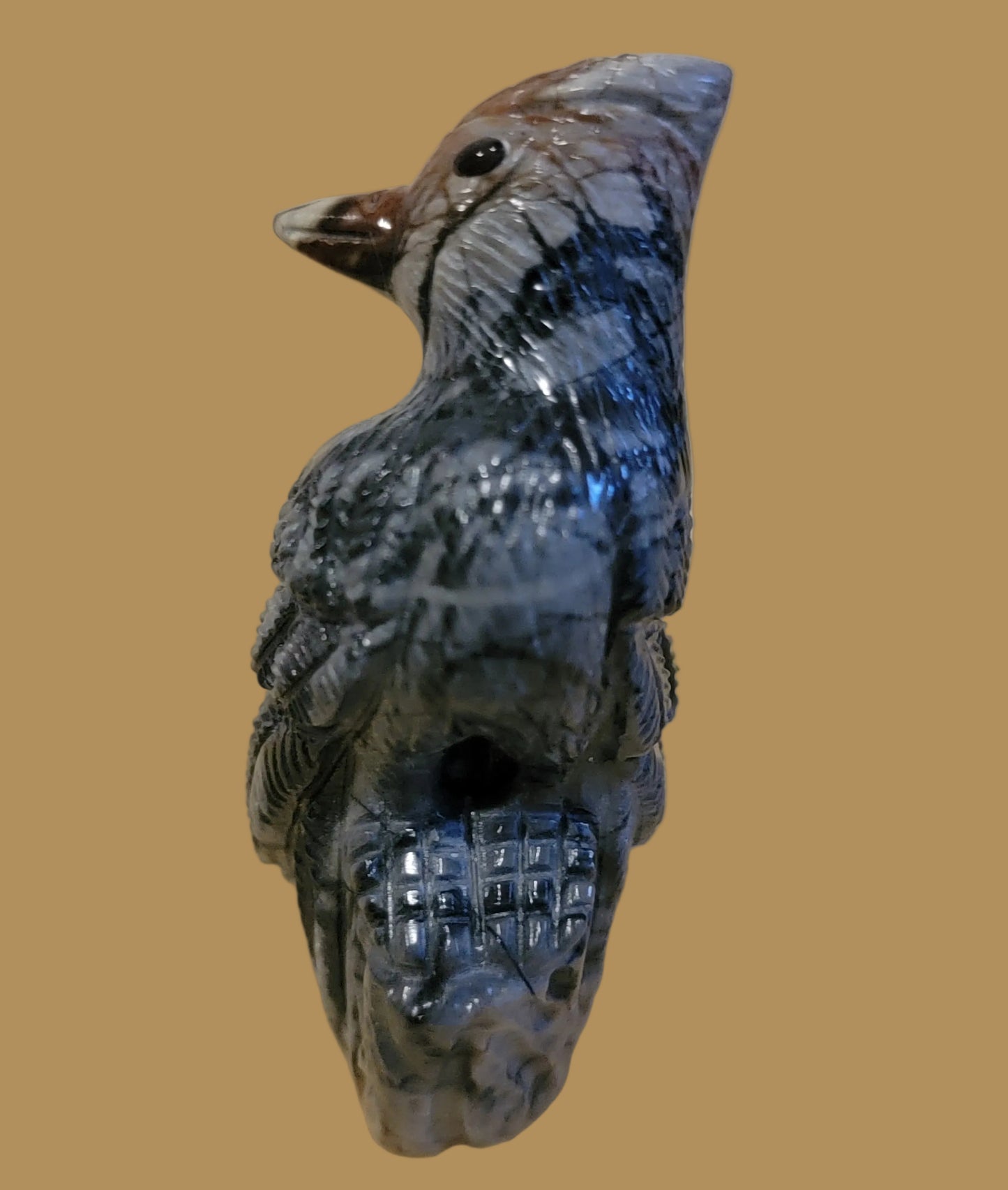Beautiful Bright Eyed Picssso Marble Woodpecker Zuni Fetish