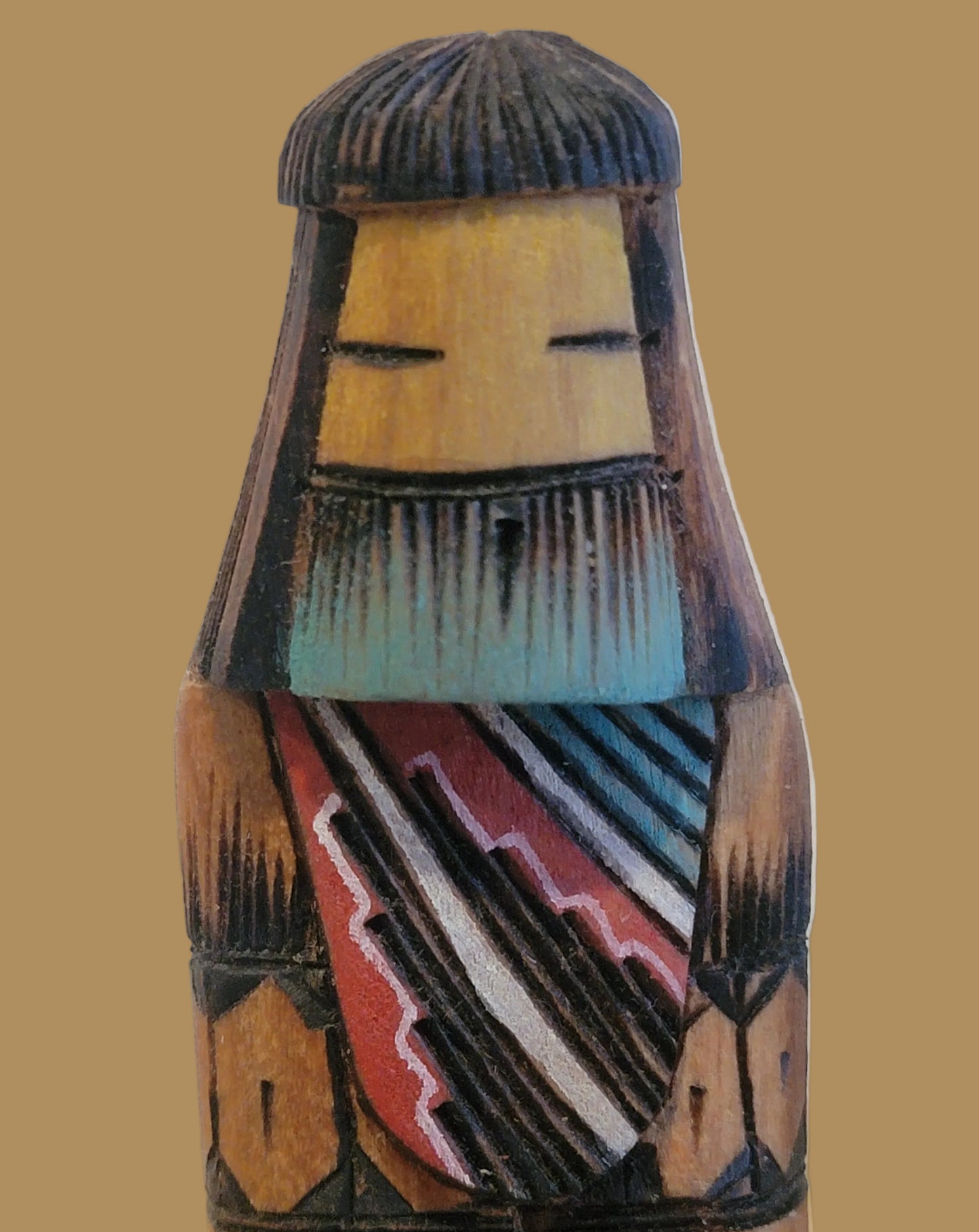 Long Haired Woodburned Navajo Butterfly Kachina