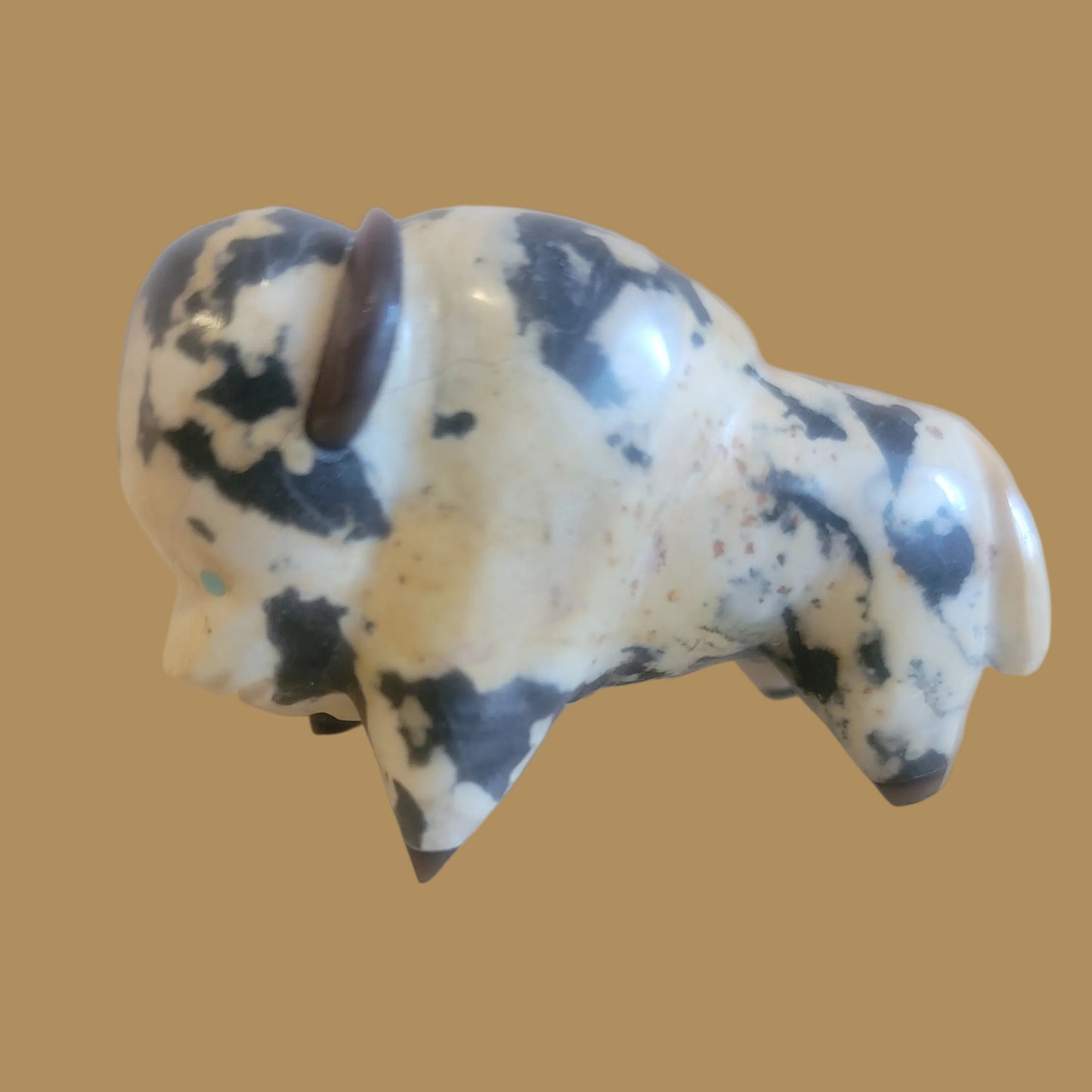Zebra Marble Bison/Buffalo Zuni Fetish