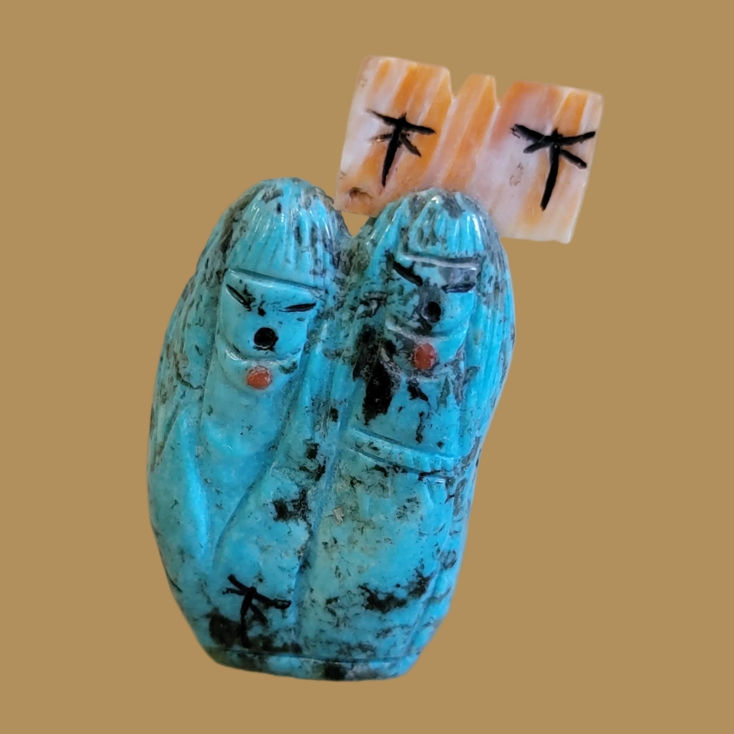 Quadruple Turquoise Zuni Maidens w/Tablita Zuni Fetish