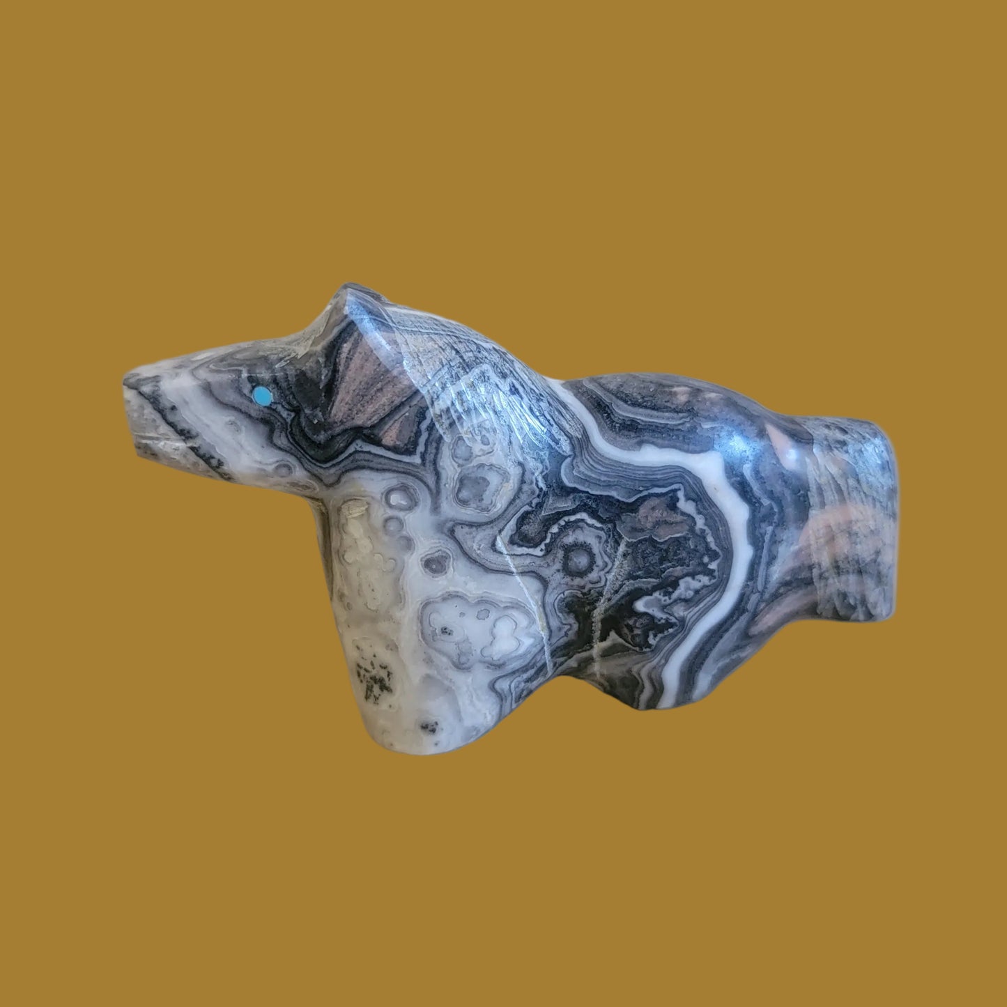 Orca Agate Healing Horse Zuni Fetish