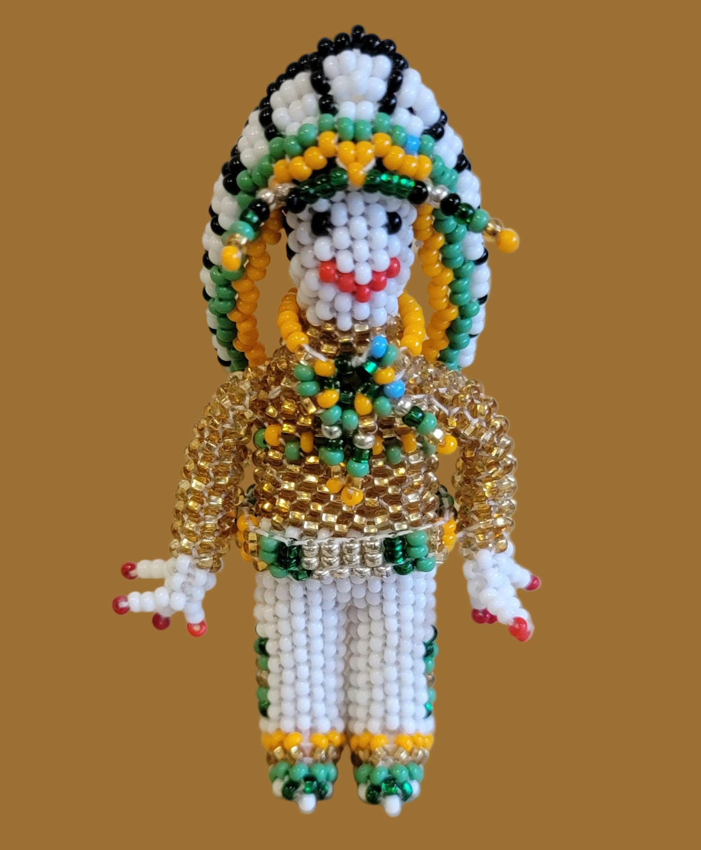 Fully Beaded Zuni Chief w/ Headdress Indian Beadwork