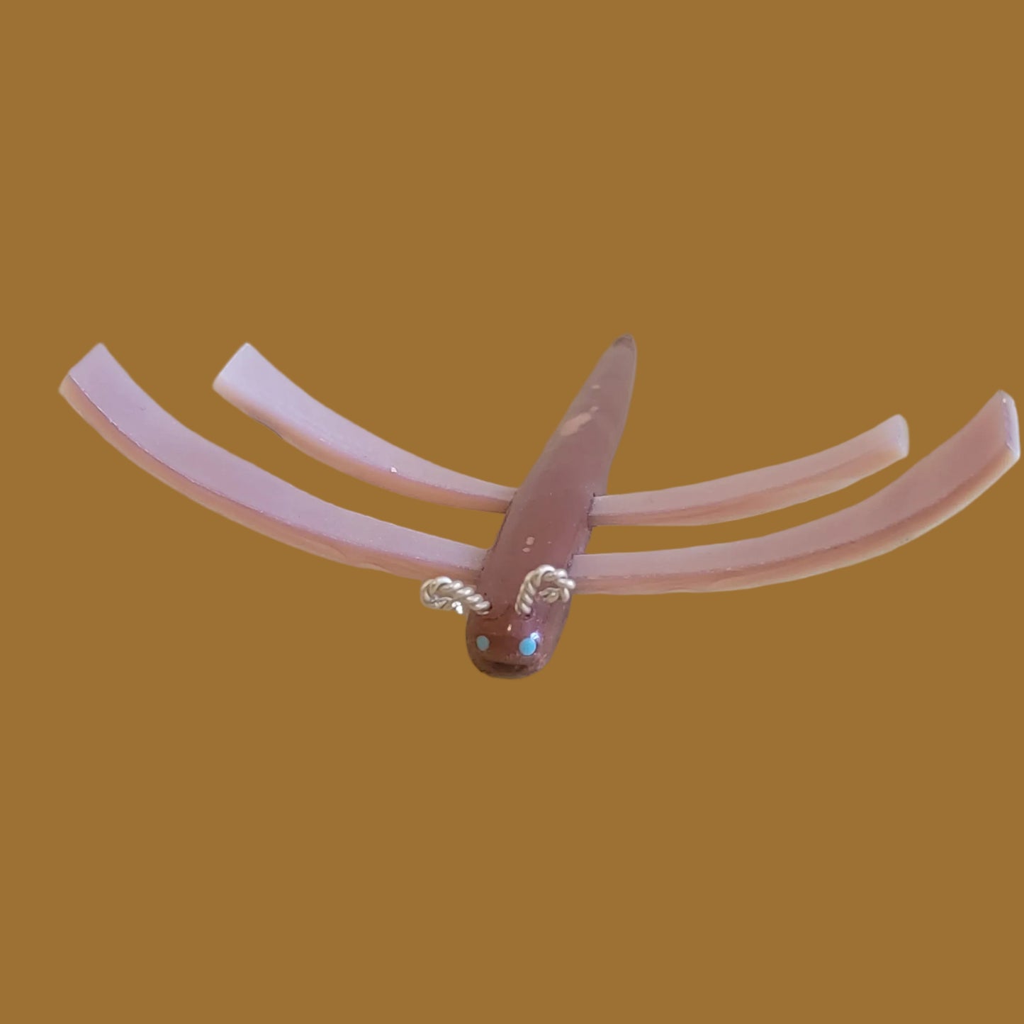 Pipestone and Pink Mussel Shell Zuni Fetish Dragonfly