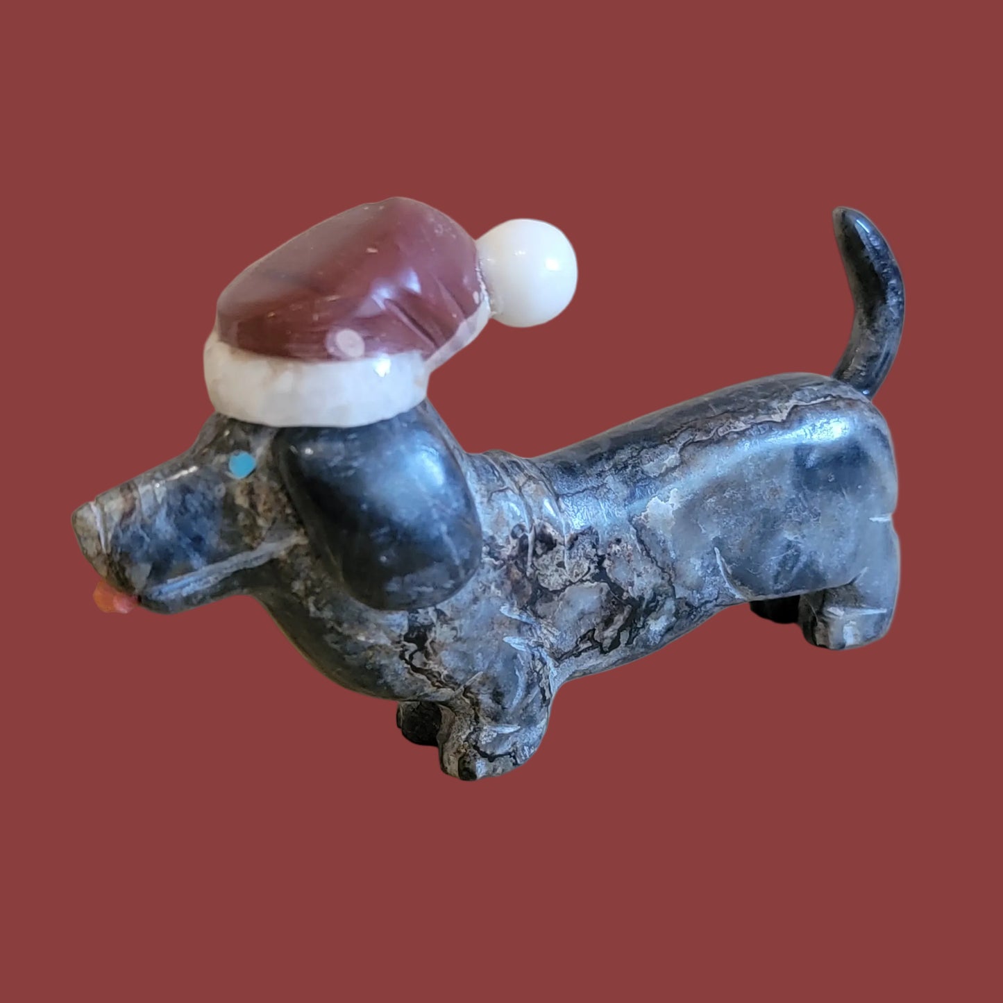 Santa Dachshund Pup is Fun Year Round Zuni Fetish