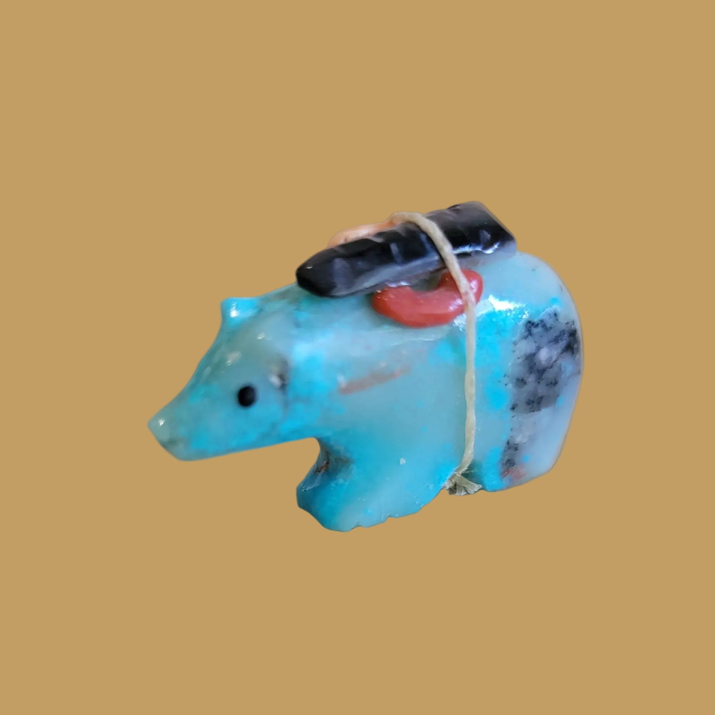 Turquoise Bear with Pack Zuni Fetish
