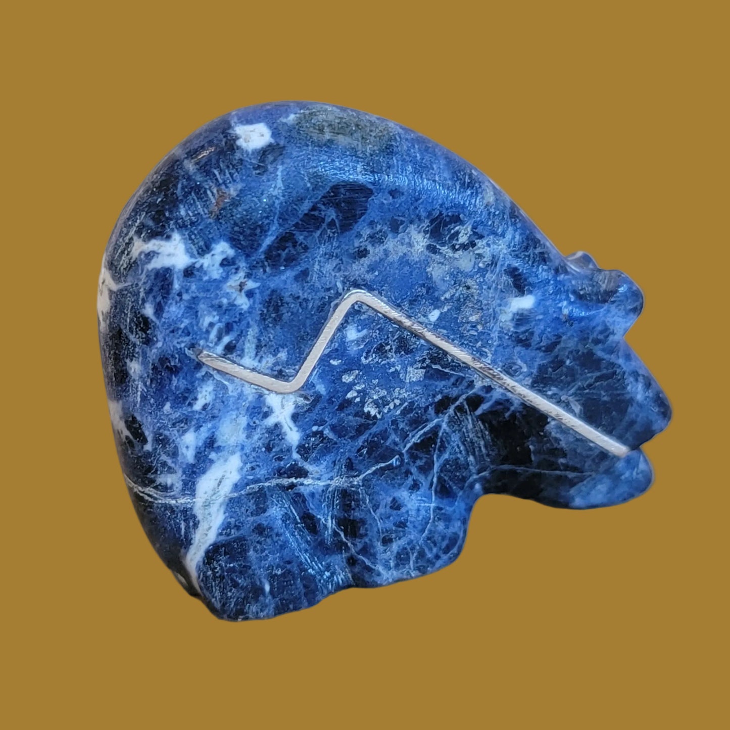 Sodalte Medicine Bear w/ Sterling Heartline Zuni Fetish