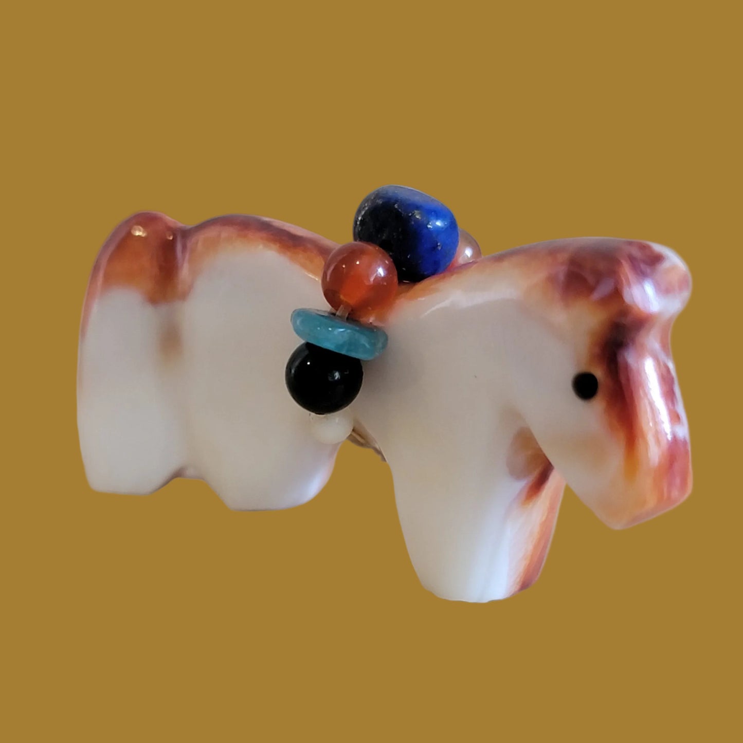 Spiny Oyster Shell Horse w/ Fancy Gemstone Bundle Zuni Fetish