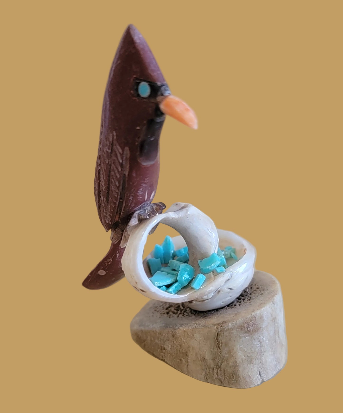 Perched Pipestone Cardinal Zuni Fetish