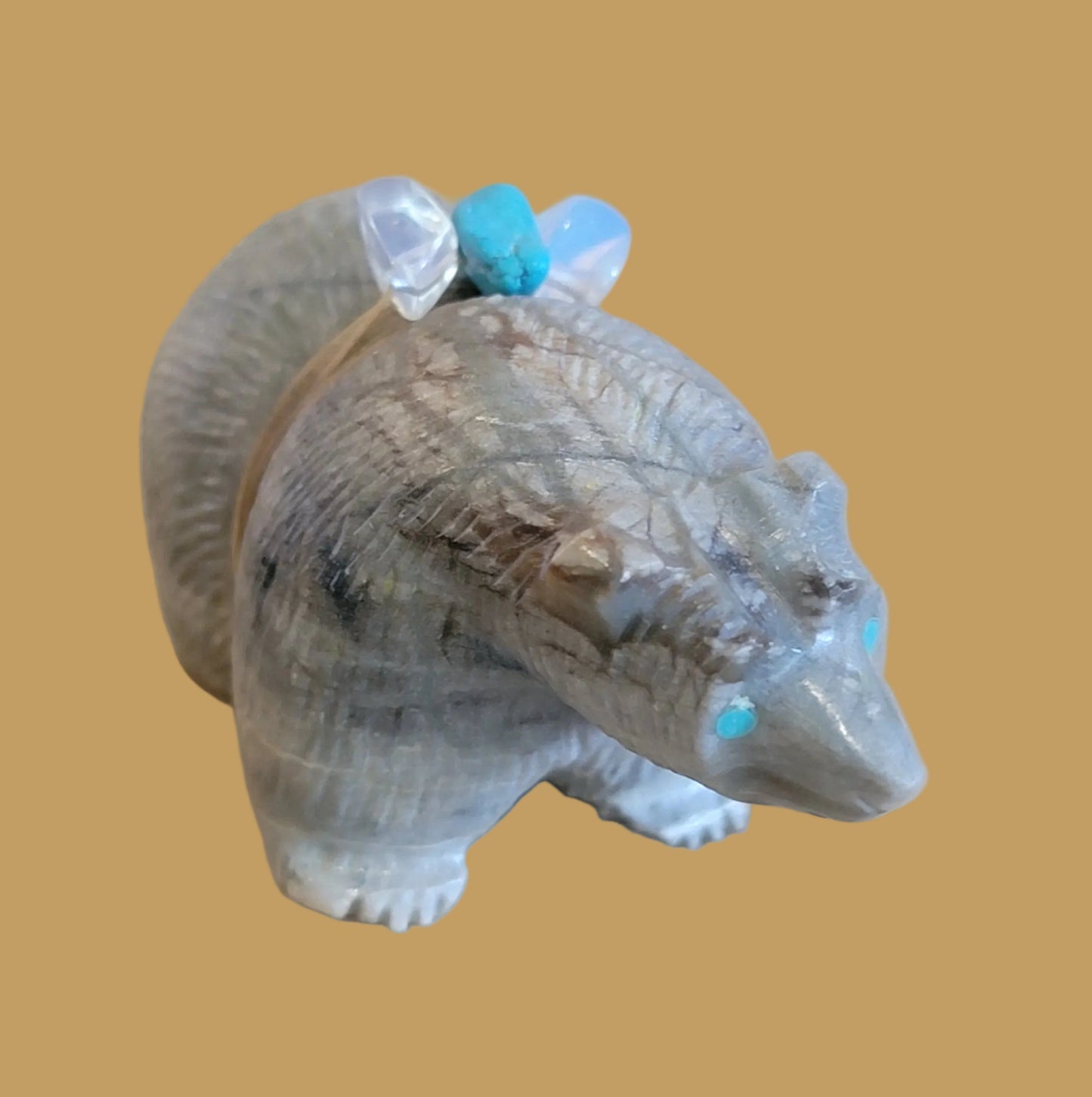 Powerful Picasso Marble Bear w/ Pretty Pack Zuni Fetish