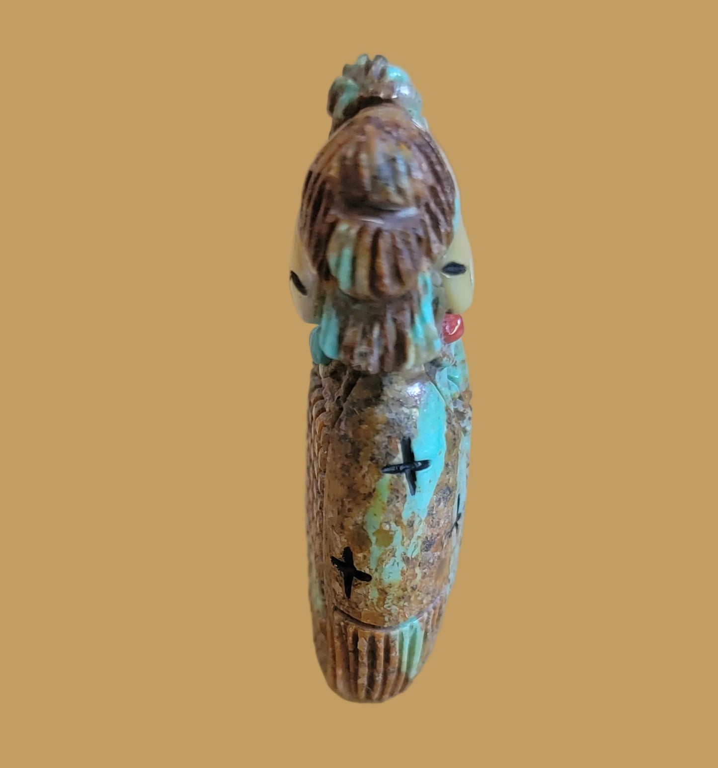 Beautiful Turquoise Double Sided Corn/Butterfly Zuni Maiden Zuni Fetish