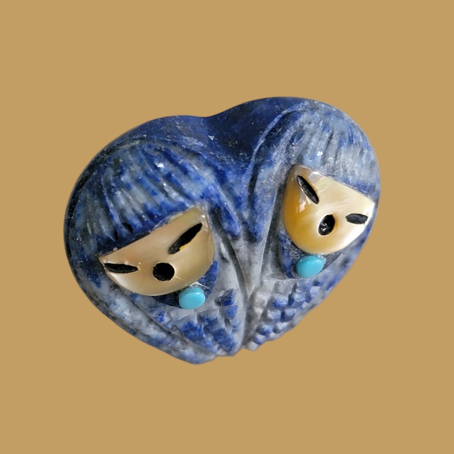Double Heart Shaped Lapis Zuni Corn Maidens Zuni Fetish