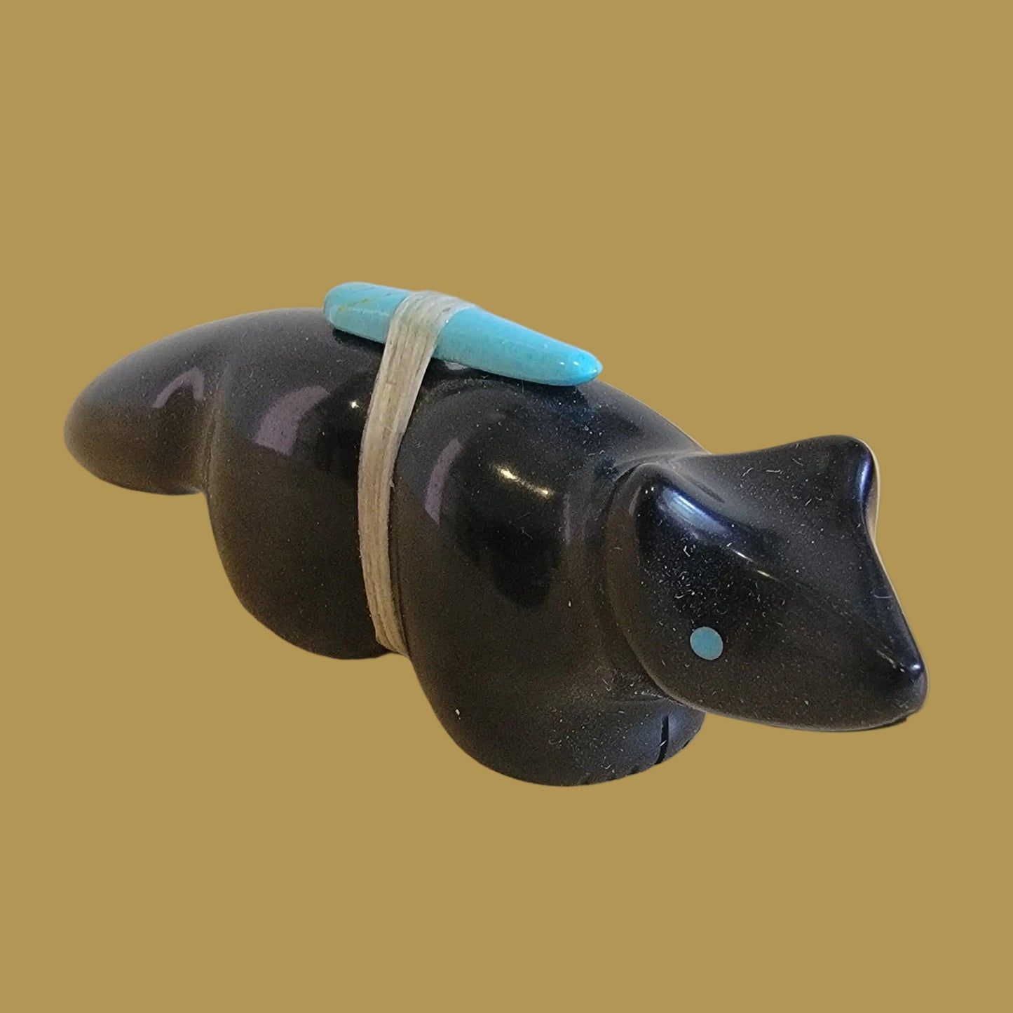 Long Tailed Black Jet Wolf Zuni Fetish