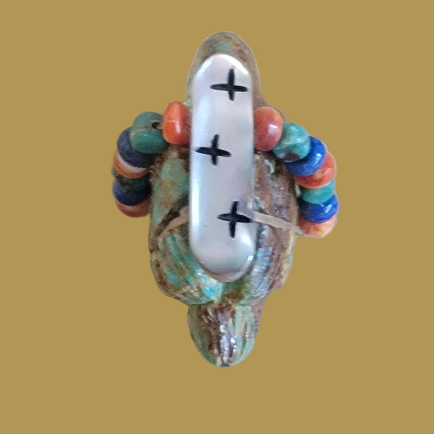 Turquoise Messenger Bird w/ Fancy Bundle Zuni Fetish