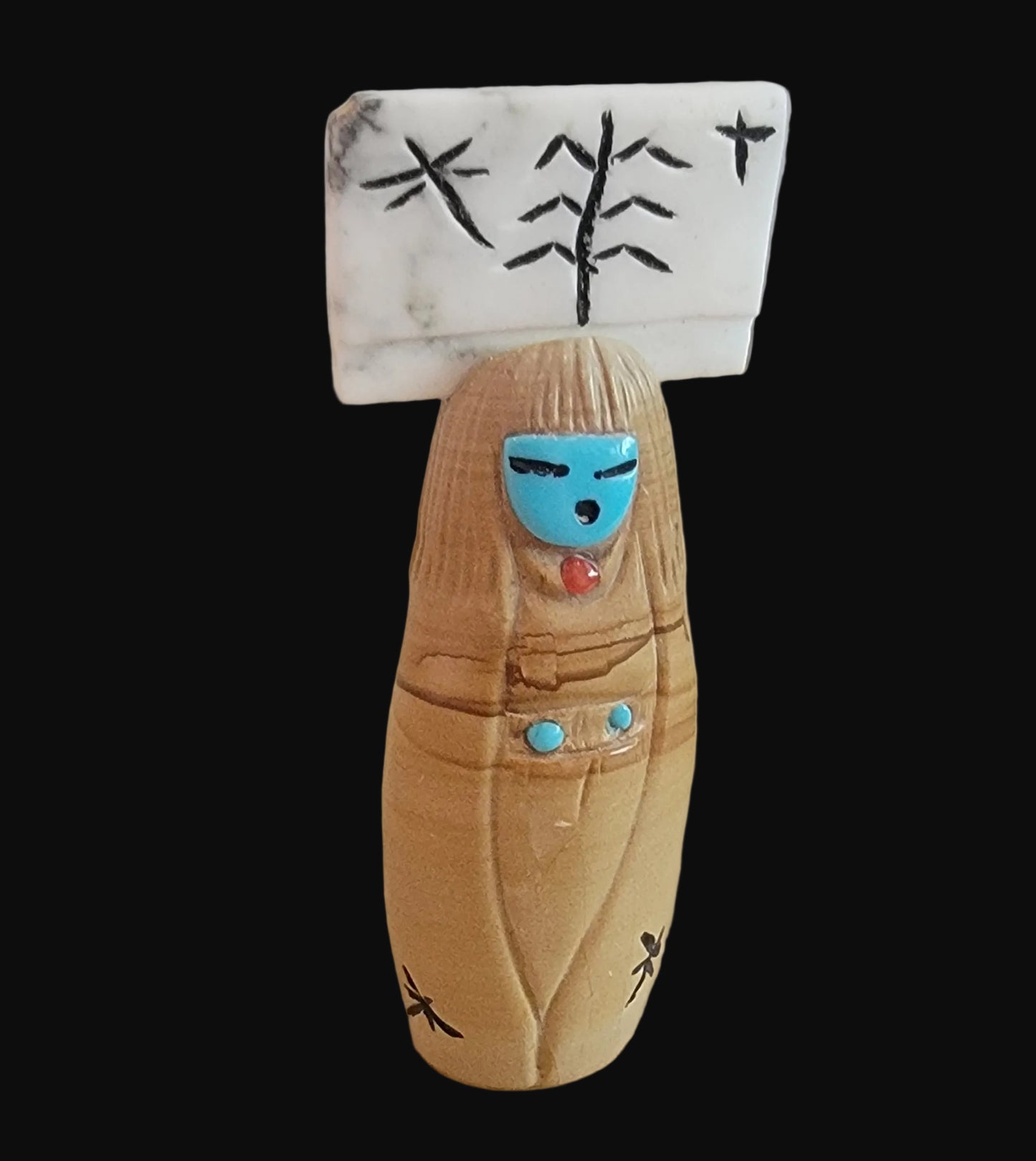 Zuni Picture Stone Maiden w/ Tablita Zuni Fetish