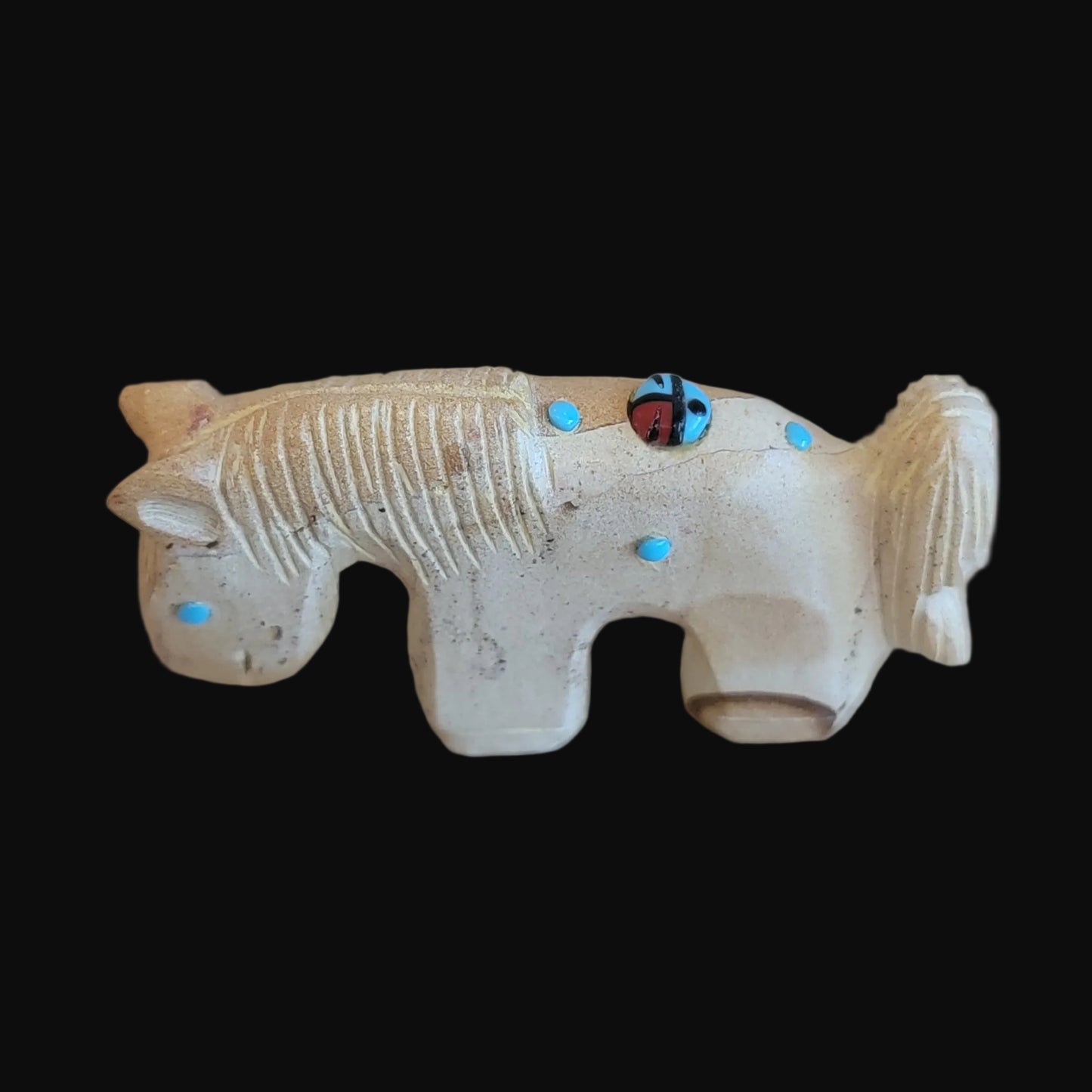 Picture Stone Jasper Horse w/ Zuni Sun Zuni Fetish