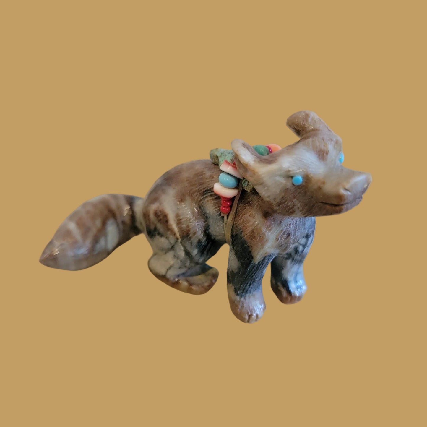 Picasso Marble Adorable Coyote w/Pack and Personality Zuni Fetish