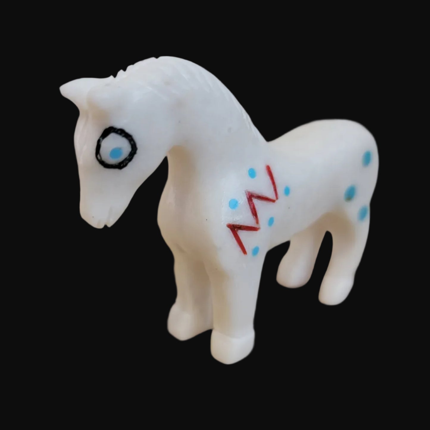 Beautiful Alabaster Horse w/Interesting Inlay Zuni Fetish
