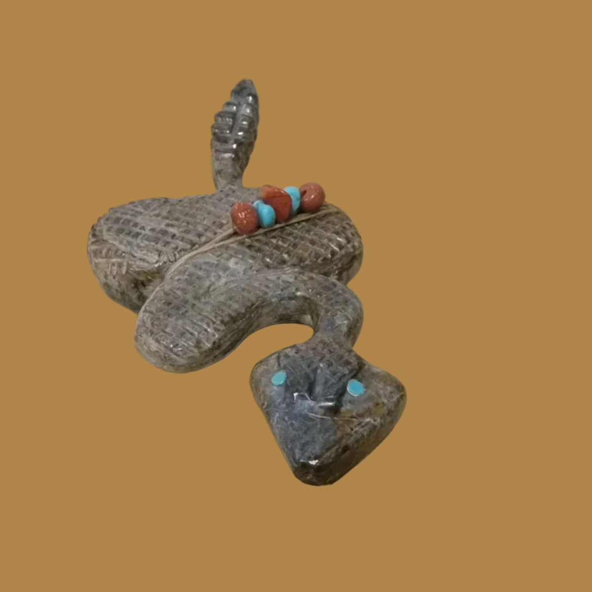 Slithering Picasso Marble Rattlesnake/Snake w/Pack Zuni Fetish