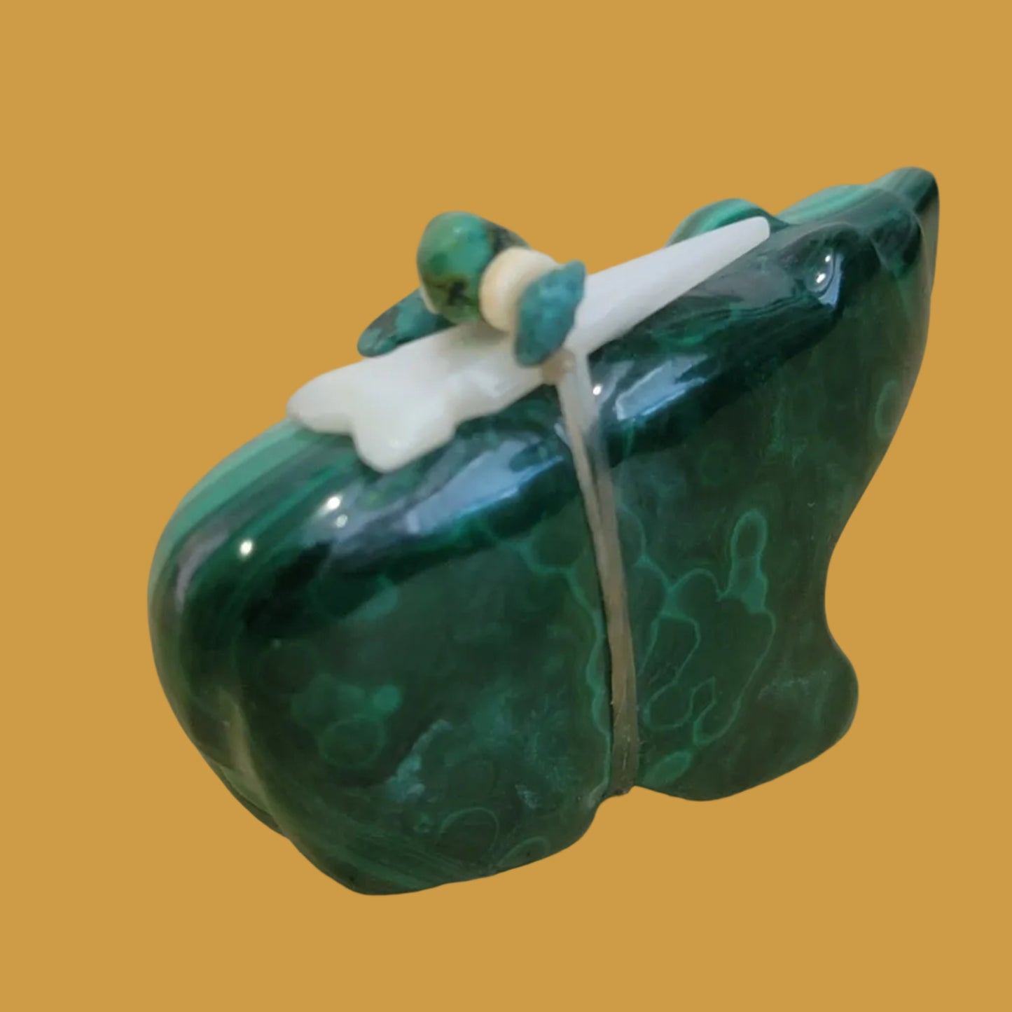 Elegant Deep Green Malachite Zuni Fetish Bear