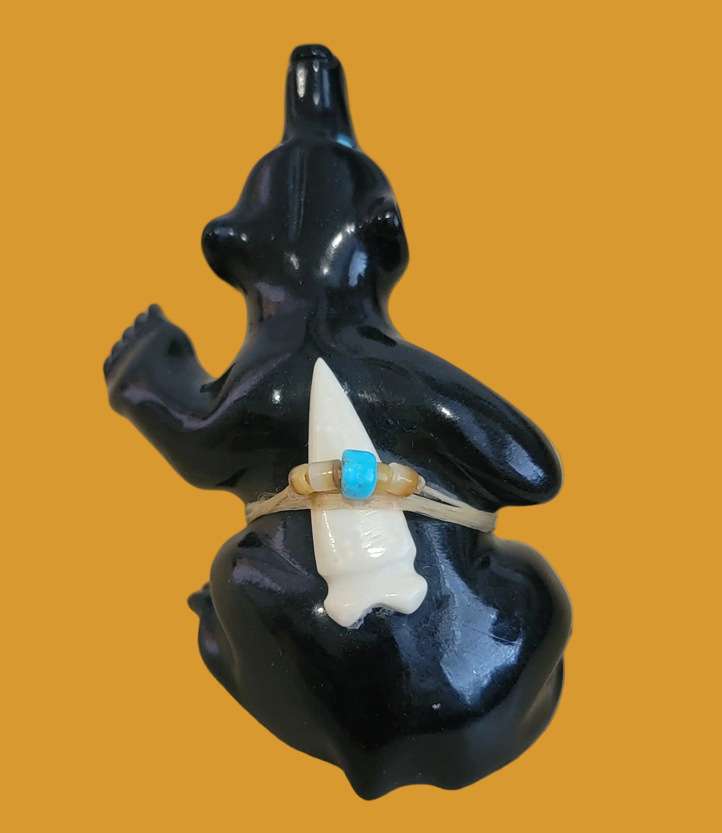 Animated Highly Polished Black Marble Bear Zuni Fetish