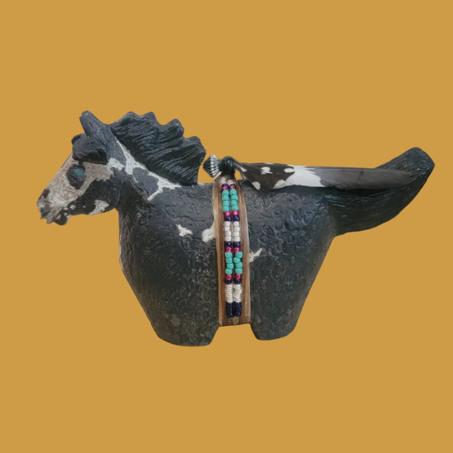 Beautiful Sandstone Navajo Painted Horse on the Run Zuni Fetish
