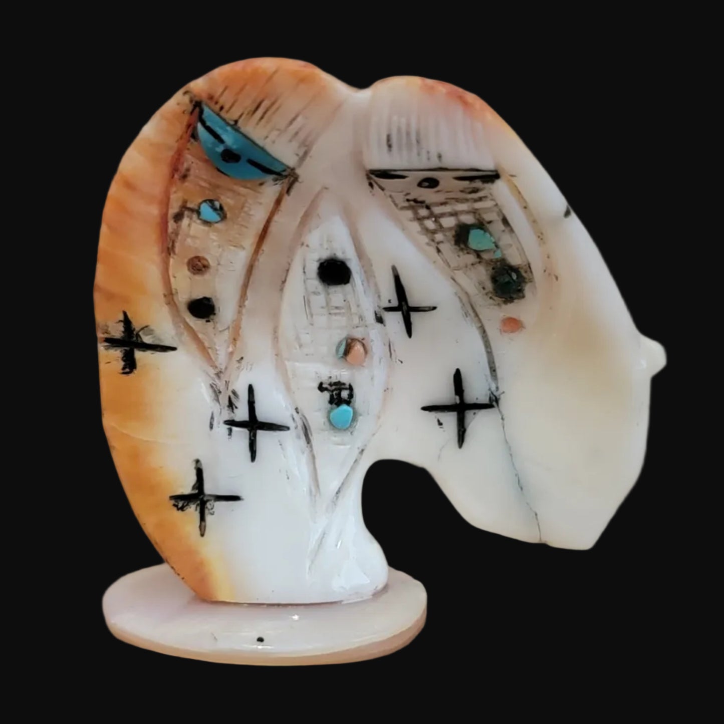 Spiny Oyster Shell Grizzly Medicine Bearden w/ Double Zuni Maidens Zuni Fetish